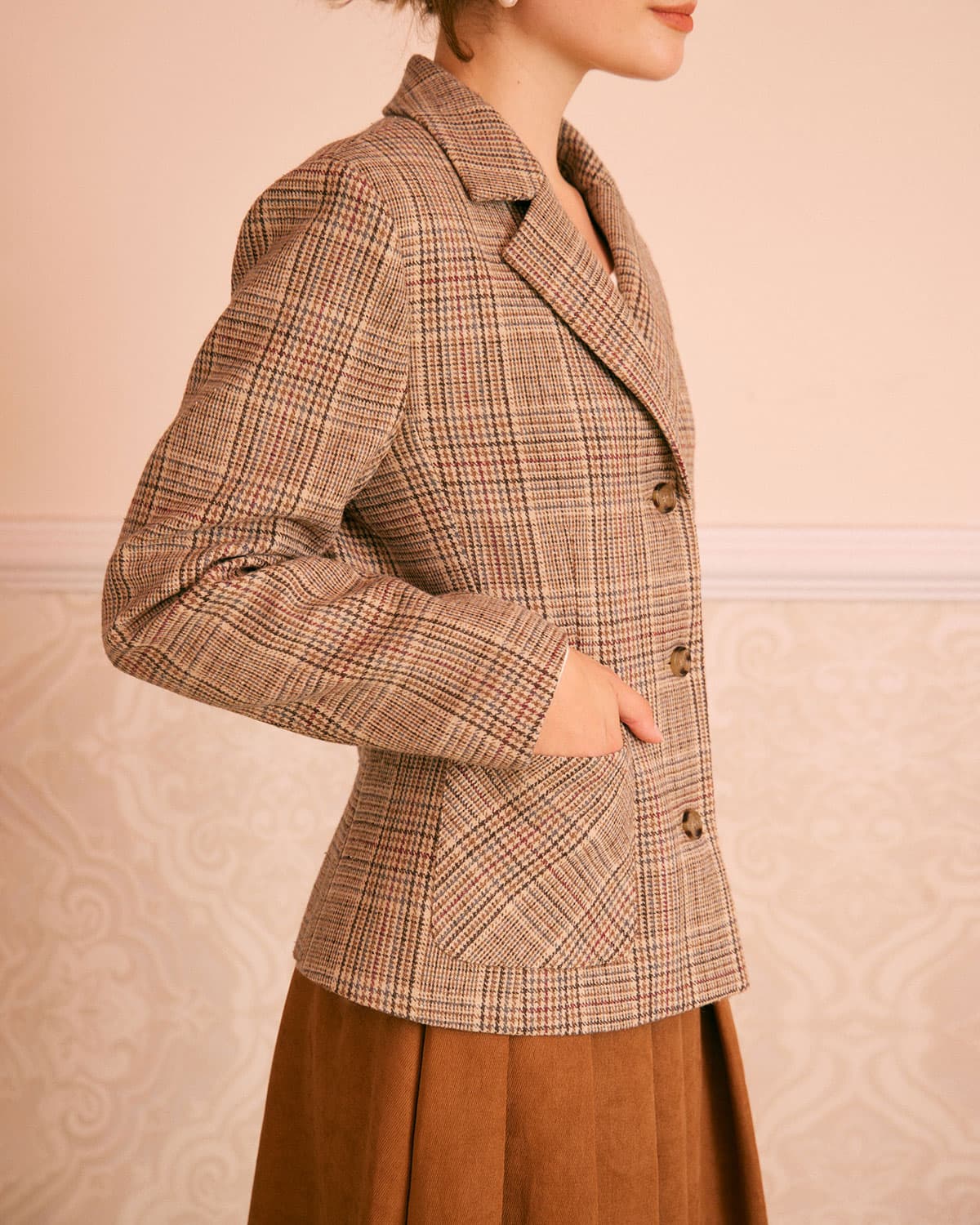Stylish Khaki Lapel Plaid Single Breasted Blazer for Men - Perfect for Office, Business Meetings & Formal Events