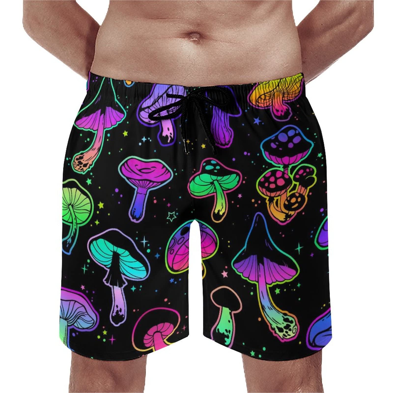 **Women's & Men's Quick-Dry Beach Shorts - Psychedelic Mushroom Print Swim Trunks for Summer Swimming, Surfing & Vacation**    **Use Cases:** Perfect for beach trips, pool parties, surfing, tropical vacations, and casual summer outings.