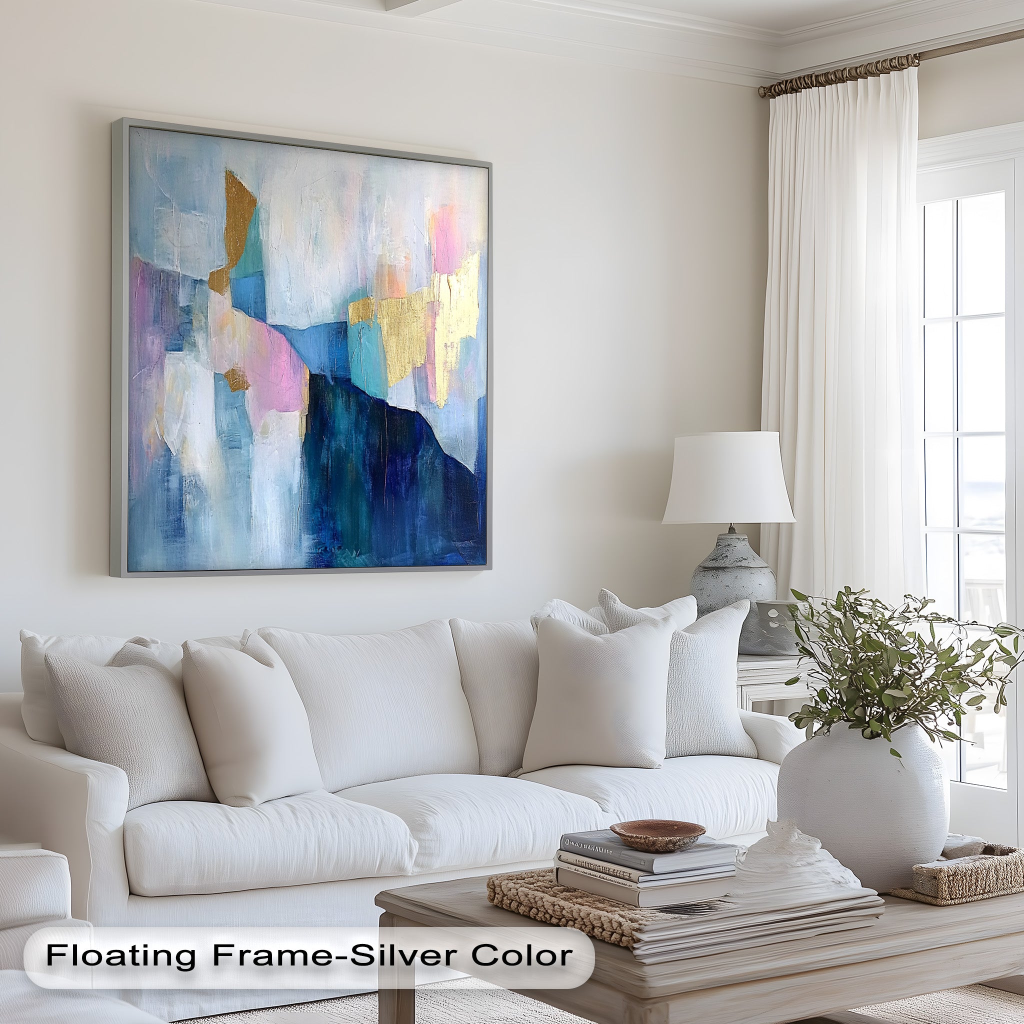 Blue Horizon Abstract - Modern Oil Painting on Canvas, Handmade Wall Art for Living Room, Bedroom & Office Decor