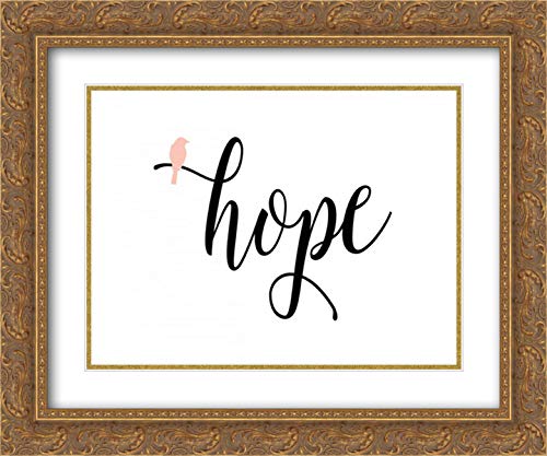 Tara Moss 23x20 Gold Ornate Framed Museum Art Print - Pink Bird Hope Double Matted Wall Decor | Perfect for Living Room, Bedroom & Office Decorations