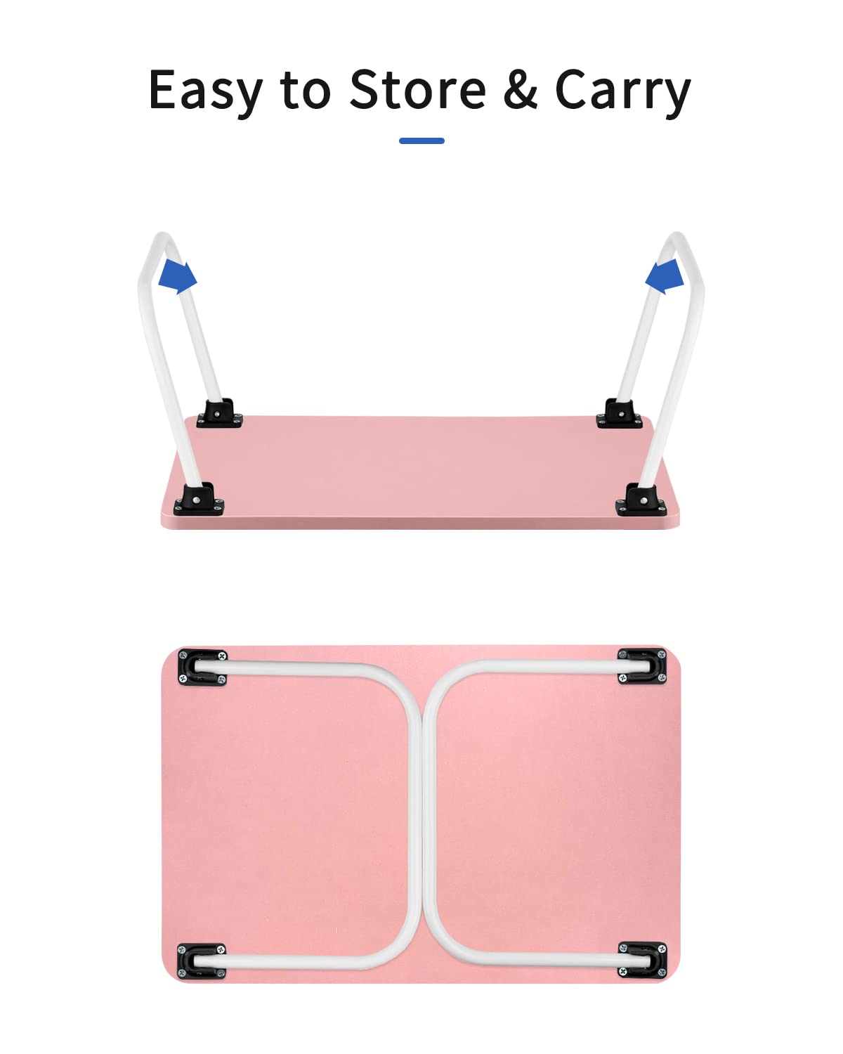 Premium Folding Lap Desk for Laptop - Portable Lightweight Bed Tray Table with Adjustable Stand, Perfect for Breakfast in Bed, Working on Sofa, Floor or Couch (Pink) - Ideal for Home Office, Dorm & Travel Use
