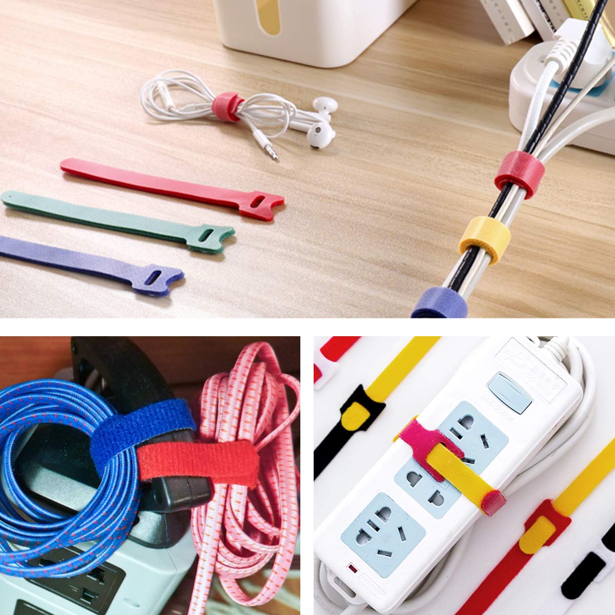 Reusable 6-Inch Multi-Purpose Cable Ties | Microfiber Fastening Straps for Headphones, Phones, Electronics & PC Wire Management (5 Colors) | Perfect for Home Office, Travel & DIY Organization
