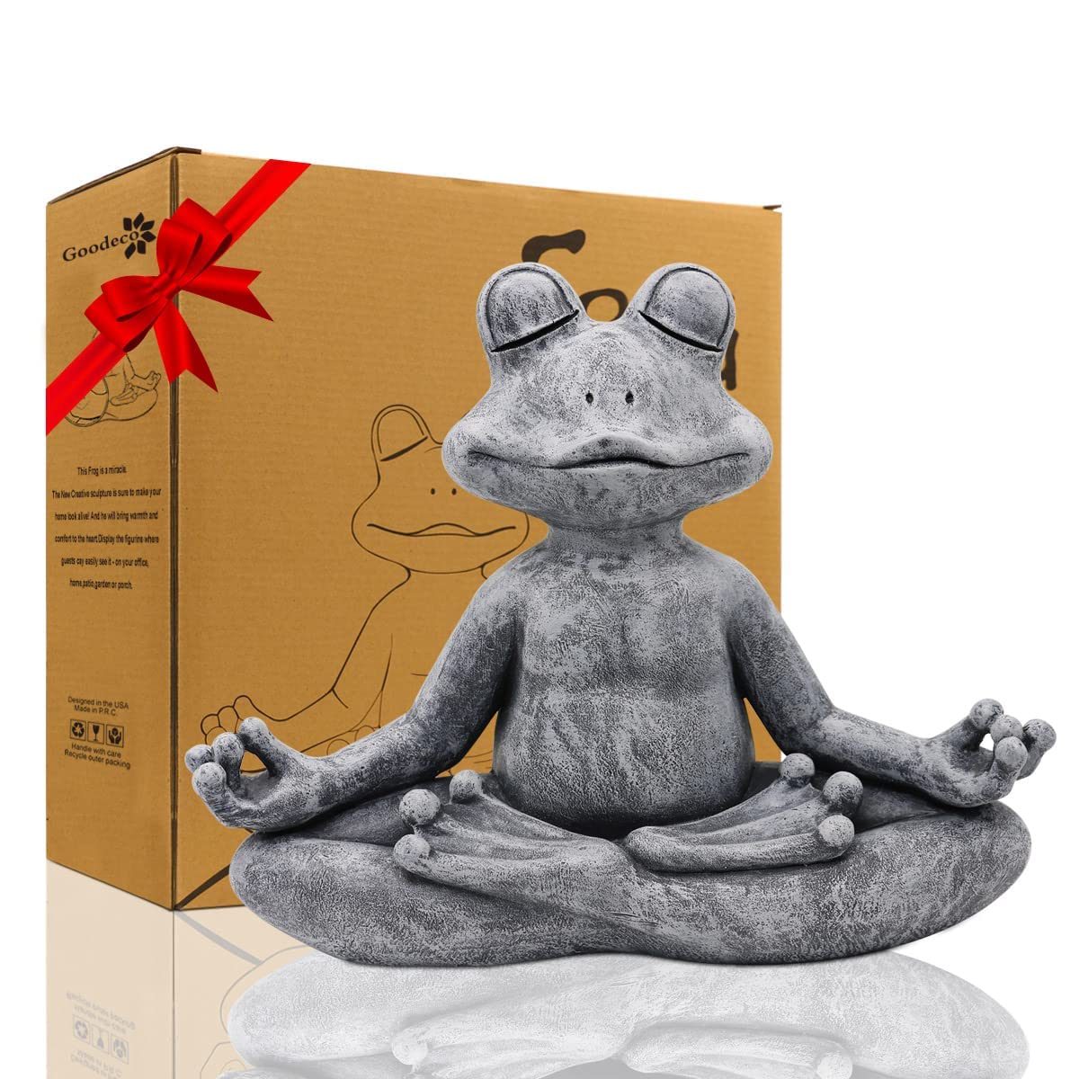 Goodeco Yoga Frog & Lotus Buddha Statue - Handcrafted Zen Decor for Home, Office & Meditation | Perfect Gift for Women, Mom, Birthday, Housewarming & Yoga Lovers | Serene Decor for Living Room, Bedroom or Garden