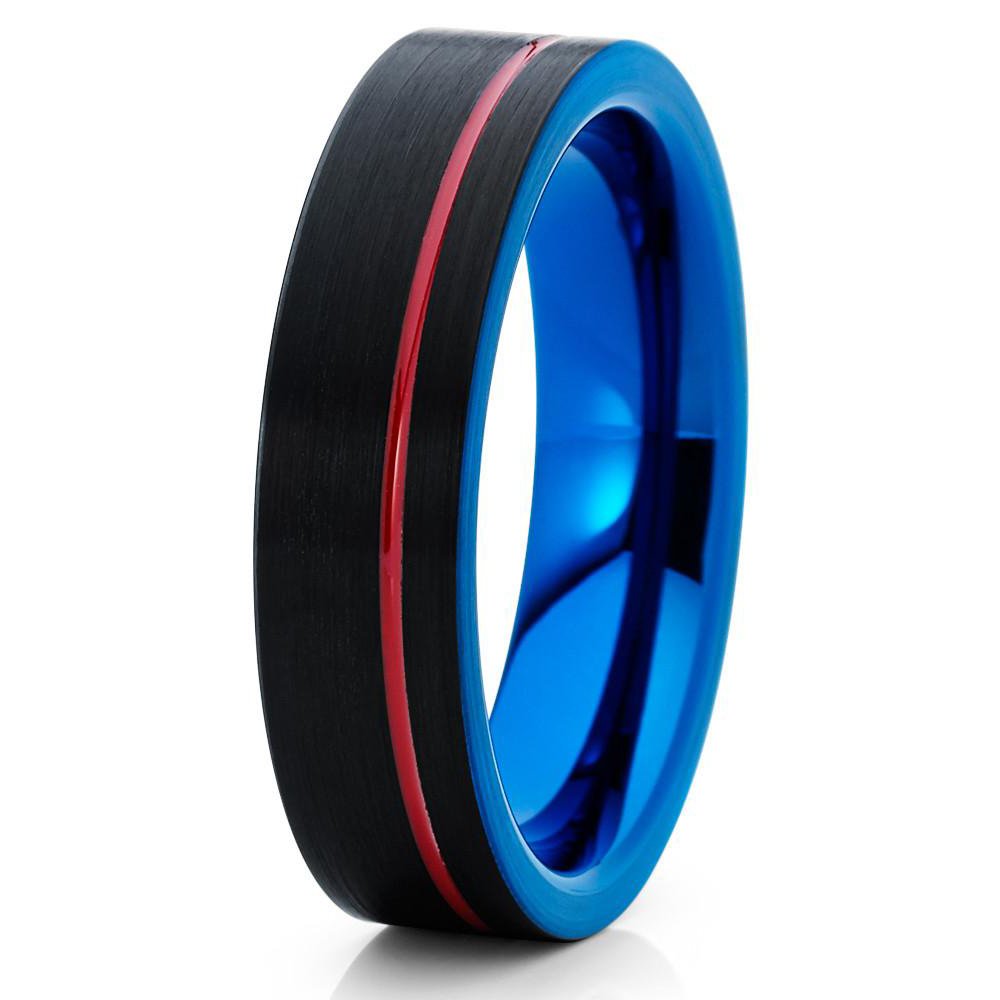 Premium Red Tungsten Wedding Ring for Men & Women - Durable Black Tungsten Anniversary Band - Comfort Fit Design for Everyday Wear - Perfect for Engagements, Weddings & Special Occasions