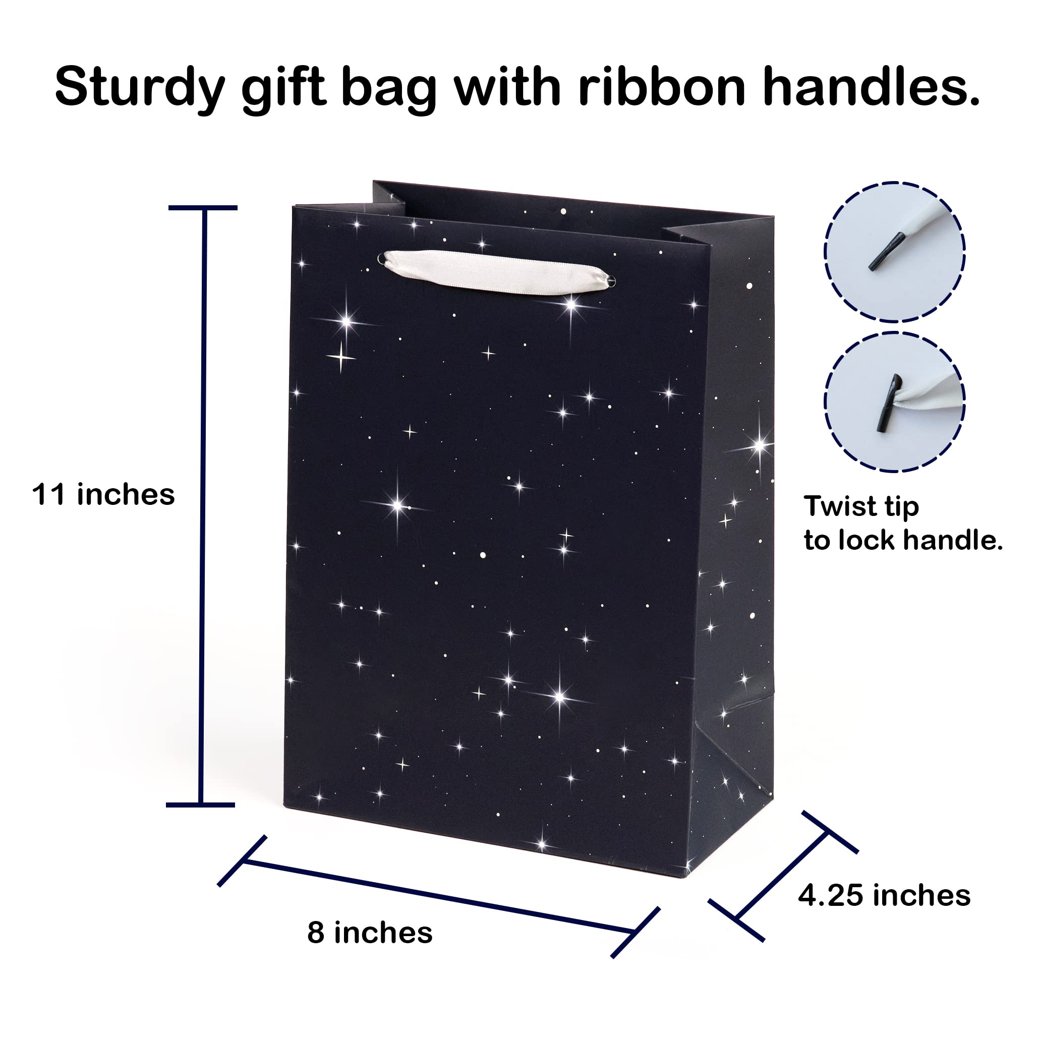 Blue Star Gift Bags (Pack of 6) - Galaxy Themed Party Favor Bags - Space Birthday Party Supplies - Patriotic Christmas Holiday Treat Bags for Candy & Goodies | Perfect for Birthday Parties, Baby Showers, Christmas Celebrations & School Events