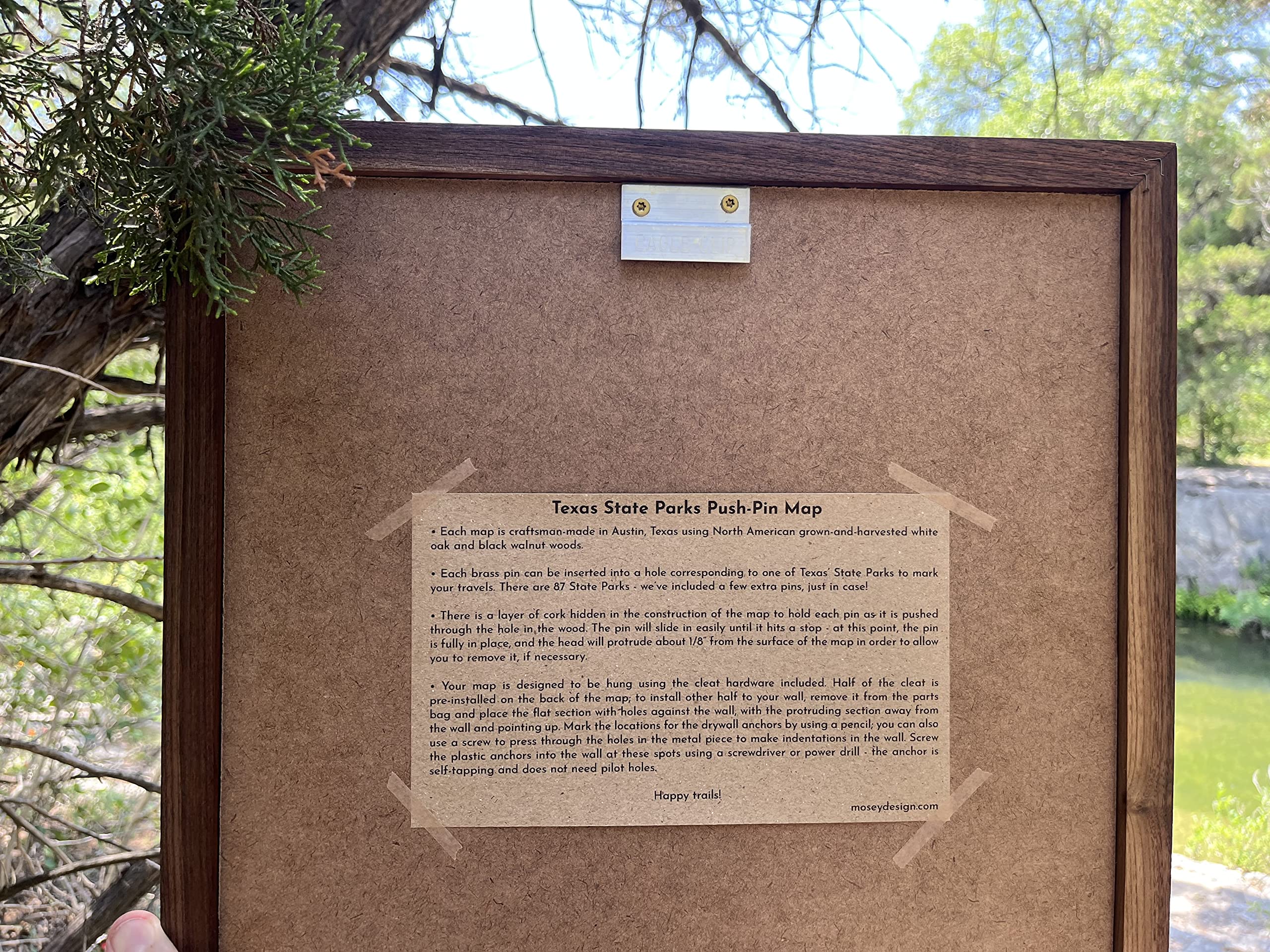 Texas State Parks Push Pin Map - Framed Wooden Travel Tracker for Texas Parks & Wildlife System with Brass Pins - Perfect for Road Trips, Camping Gifts & Adventure Decor