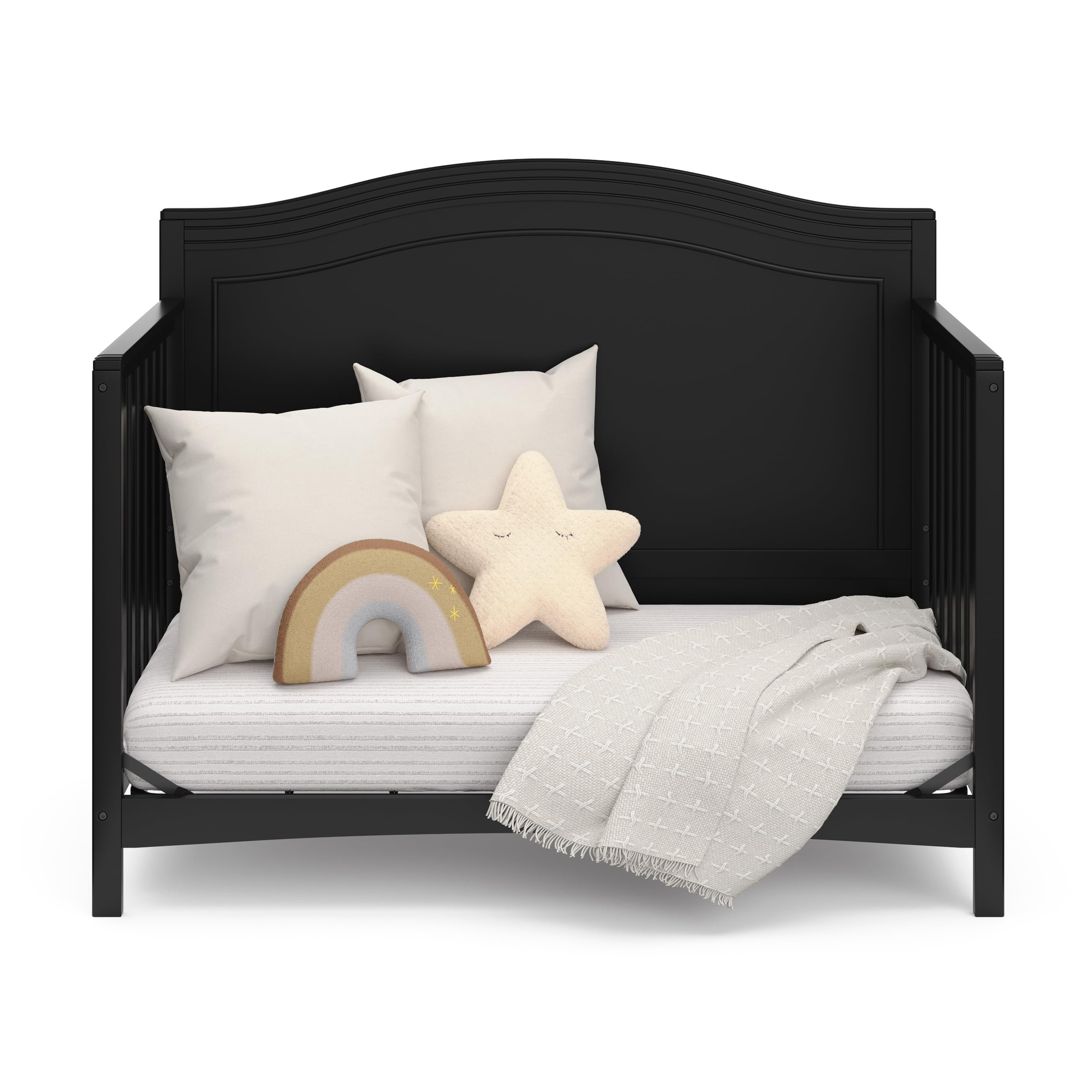 Graco Paris Convertible Crib & Mattress Set - GREENGUARD Gold Certified Baby Crib with Included Mattress, Nursery Essentials in Black | Safe & Durable for Newborn to Toddler | Perfect for Modern Nursery, Bedroom, and Daycare Centers