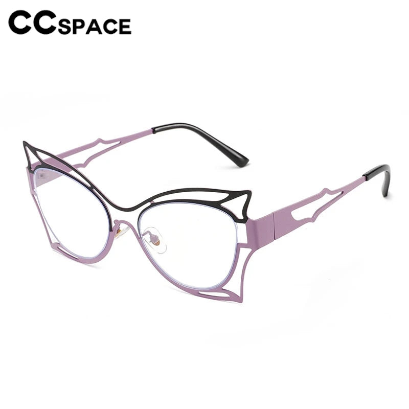 CCspace Women's Full Rim Oval Butterfly Alloy Eyeglasses - Lightweight Metal Frame Glasses for Women, Fashionable Oval Shape Eyewear with Butterfly Design, Perfect for Reading, Working & Daily Use
