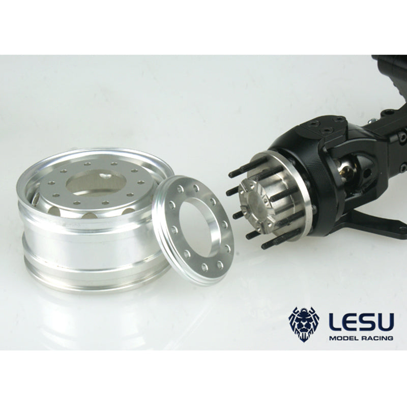 LESU Metal Flange Front & Rear Axles with Differential Lock for 1/14 Tamiya RC Truck Tractor - Heavy Duty Suspension Wheel Hub & Tires - Perfect for Off-Road RC Dump Truck Racing & Crawling