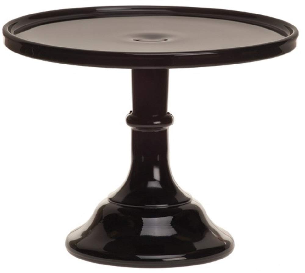 Vintage Mosser Glass Cake Plate & Pastry Tray - 12 Inch Black Raspberry Cupcake Stand for Desserts, Wedding, Tea Party - Made in USA - Elegant Plain & Simple Pattern Serving Dish for Afternoon Tea, Birthday Party, Buffet Display