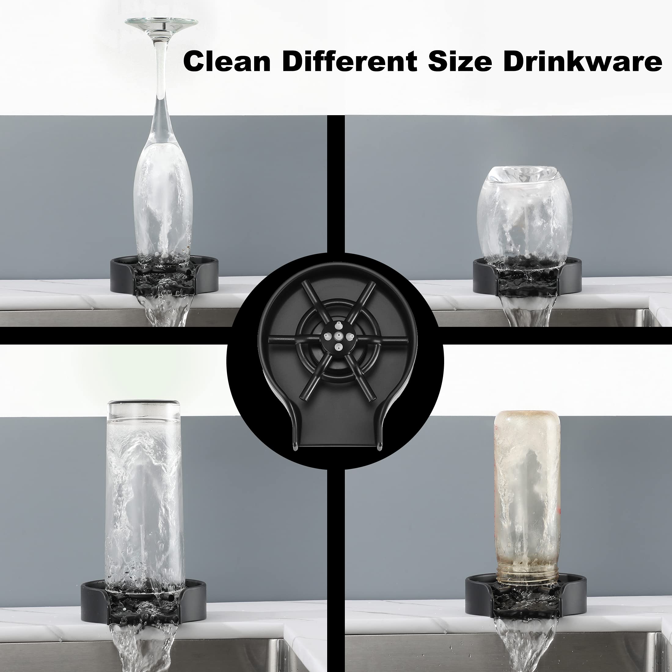 Premium Matte Black Glass Rinser for Kitchen & Bar Sink - WI639BK Cup Washer Sink Attachment | Durable Sink Replacement for Bars, Restaurants & Home Use | Perfect for Washing Wine Glasses, Beer Mugs & Drinkware