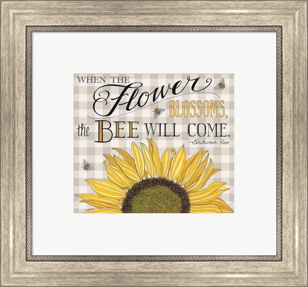 Deb Strain 'When The Flower Blossoms' Framed Art Print - Silver Scoop Frame 17x16 Inches - Perfect for Living Room, Bedroom & Office Decor