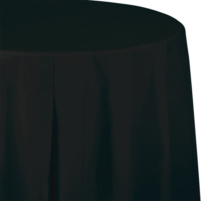 12-Piece Bulk Black Velvet Round 82-Inch Plastic Table Covers - Perfect for Weddings, Parties, and Banquets