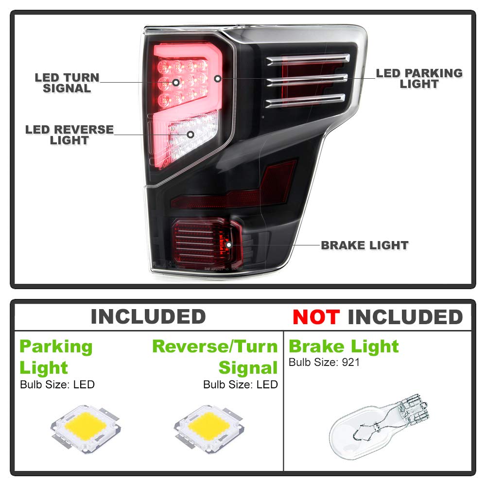 ACANII LED Tube Tail Lights Brake Lamps Pair Set for 2016-2021 Nissan Titan & Titan XD (Non-LED OEM Replacement) - Enhanced Night Visibility & Style Upgrade for Pickup Trucks