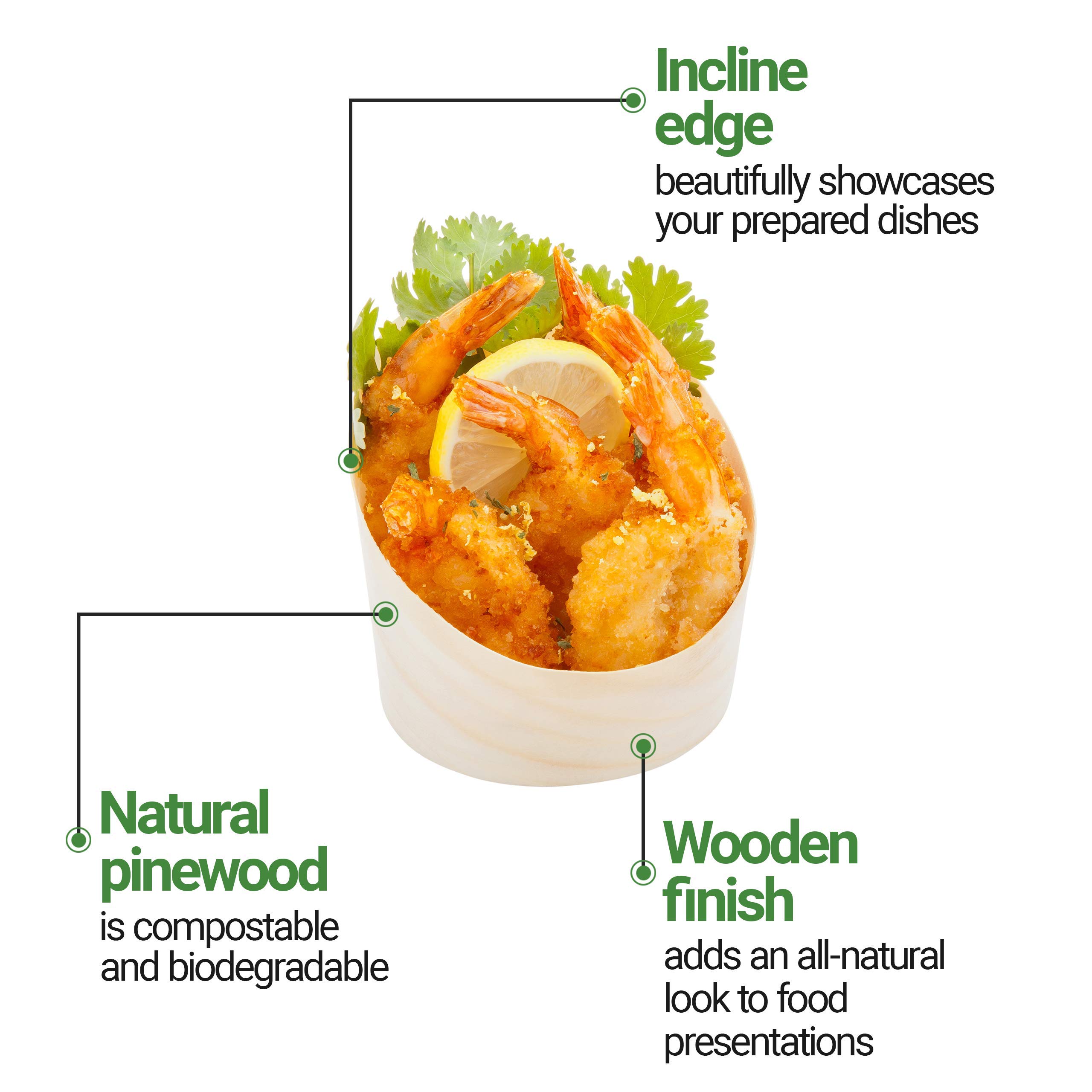 7oz Disposable Pinewood Dessert Cups - 100 Pack Slanted Tasting Containers for Appetizers, Hors d'oeuvres & Samples | Perfect for Weddings, Parties, Catering & Events - Eco-Friendly Single-Use Serving Solution