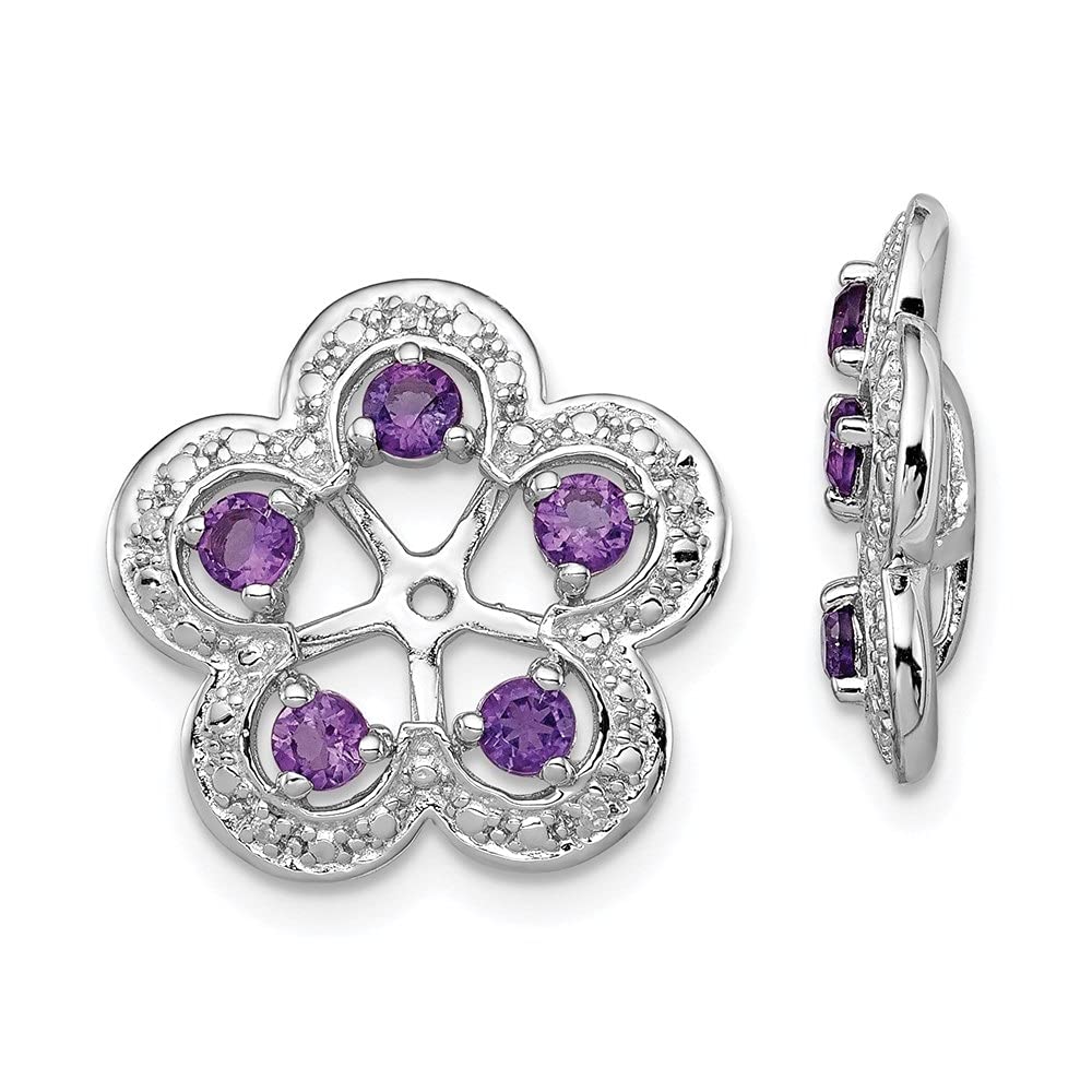 Women's Sterling Silver Rhodium Plated Gemstone & Diamond Earring Jacket | Elegant Dangle Enhancer for Stud Earrings | Perfect for Weddings, Parties & Special Occasions