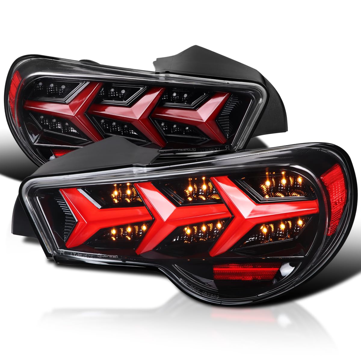 Spec-D Tuning Jet Black LED Tail Lights with Sequential Turn Signals - Compatible with 2013-2016 Scion FR-S & Subaru BRZ - Left & Right Pair Assembly - Upgrade Your Car's Rear Style & Visibility for Night Driving
