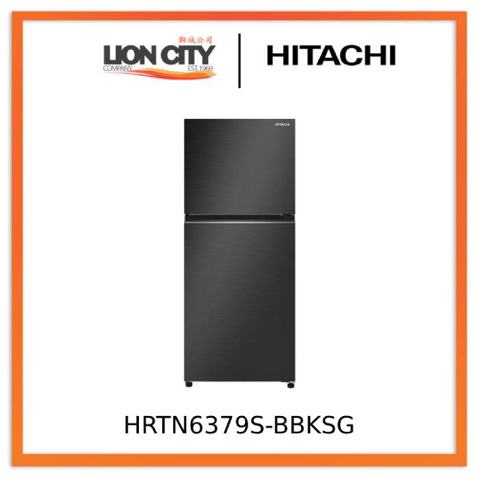 Hitachi HRTN6379S XSG/BBKSG 344L 2 Door Refrigerator - Energy Efficient, Spacious Freezer & Fridge for Home, Kitchen, Office, or Restaurant Use