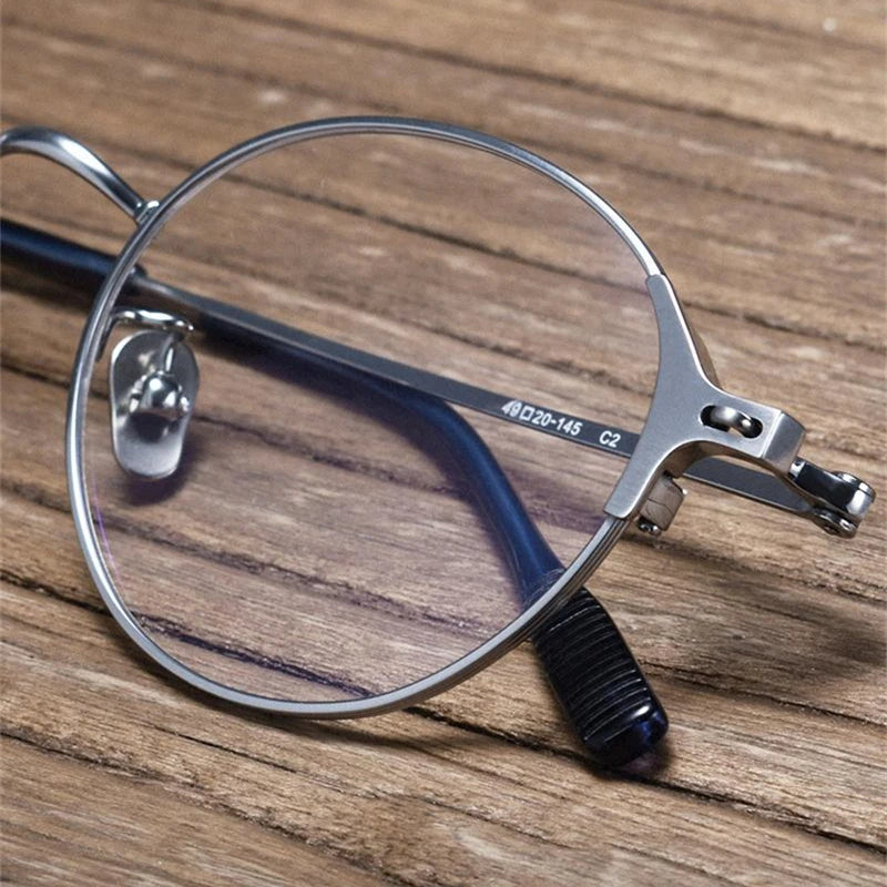 Black Unisex Full Rim Round Titanium Eyeglasses 81001 - Lightweight Durable Frame for Work, Reading & Fashion | Trendy Round Glasses for Men & Women