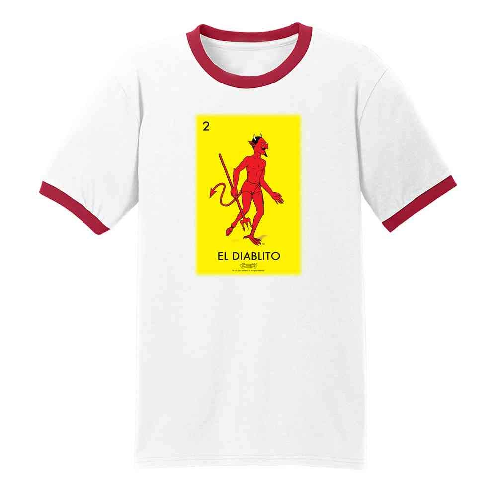 Pop Threads El Diablito Devil Loteria Card Mexican Graphic T-Shirt for Men - Vintage Latino Cultural Tee - Perfect for Cinco de Mayo, Hispanic Heritage Month & Casual Wear