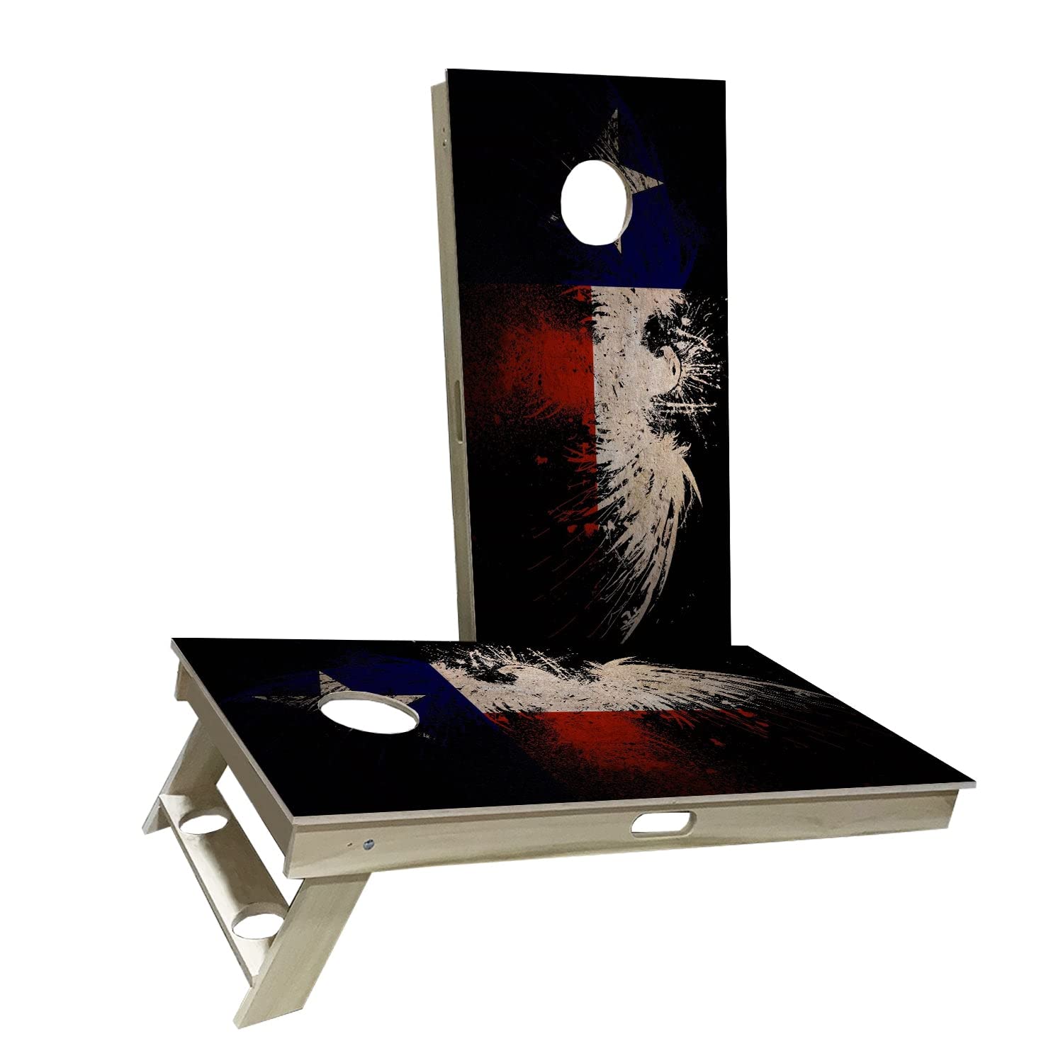 Texas Flag Cornhole Game Set - 2 Boards & 8 Bags - Outdoor Lawn Games for Backyard, Tailgating, BBQ Parties & Picnics - Choose Your Size & Accessories