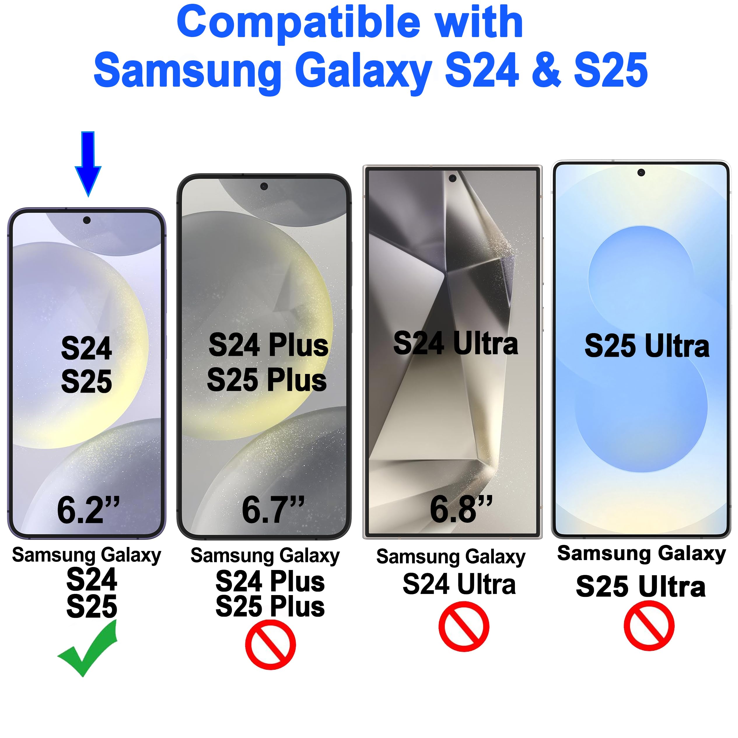 Premium Tempered Glass Screen Protector for Samsung Galaxy S25/S24 5G (6.2-Inch) - 2 Pack - Anti-Scratch, Impact Resistant with Lifetime Warranty - Perfect for Everyday Use, Gaming and Outdoor Activities