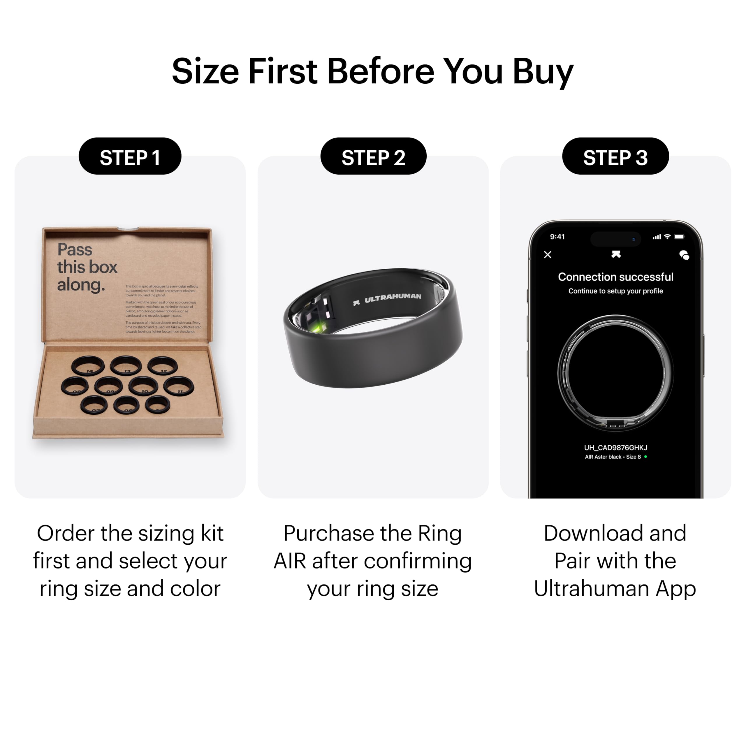 ULTRAHUMAN Ring AIR - Smart Ring for Sleep Tracking & Fitness Monitoring, Health Tracker for Women & Men (No Subscription Fee for Basic Features) - Perfect for Nighttime Sleep Analysis & Daily Activity Tracking