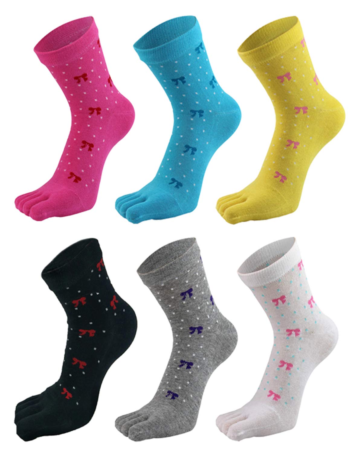 HONOW Women's Low Cut Toe Socks - 5/6 Pack Breathable Cotton Ankle Running Socks for Yoga, Gym & Casual Wear - Non Slip Athletic Socks for Women