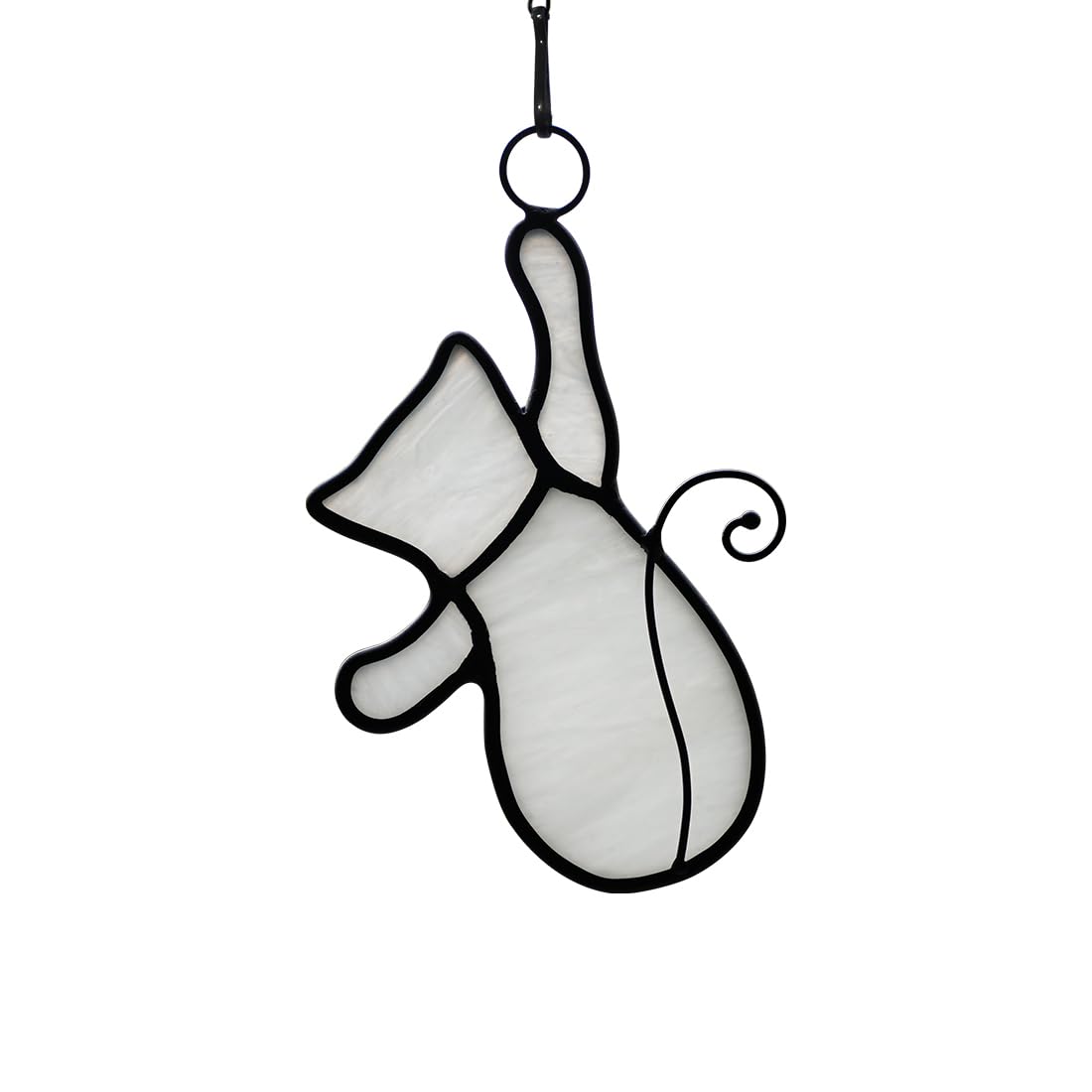 BOXCASA White Cat Stained Glass Window Hanging - Funny Cat Lover Gifts, Cat-Themed Home Decor Suncatchers for Living Room, Bedroom & Kitchen - Perfect for Window Decor, Housewarming Gifts & Cat Enthusiast Presents