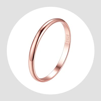 C. 2mm Plain Ring/Rose Gold Plated