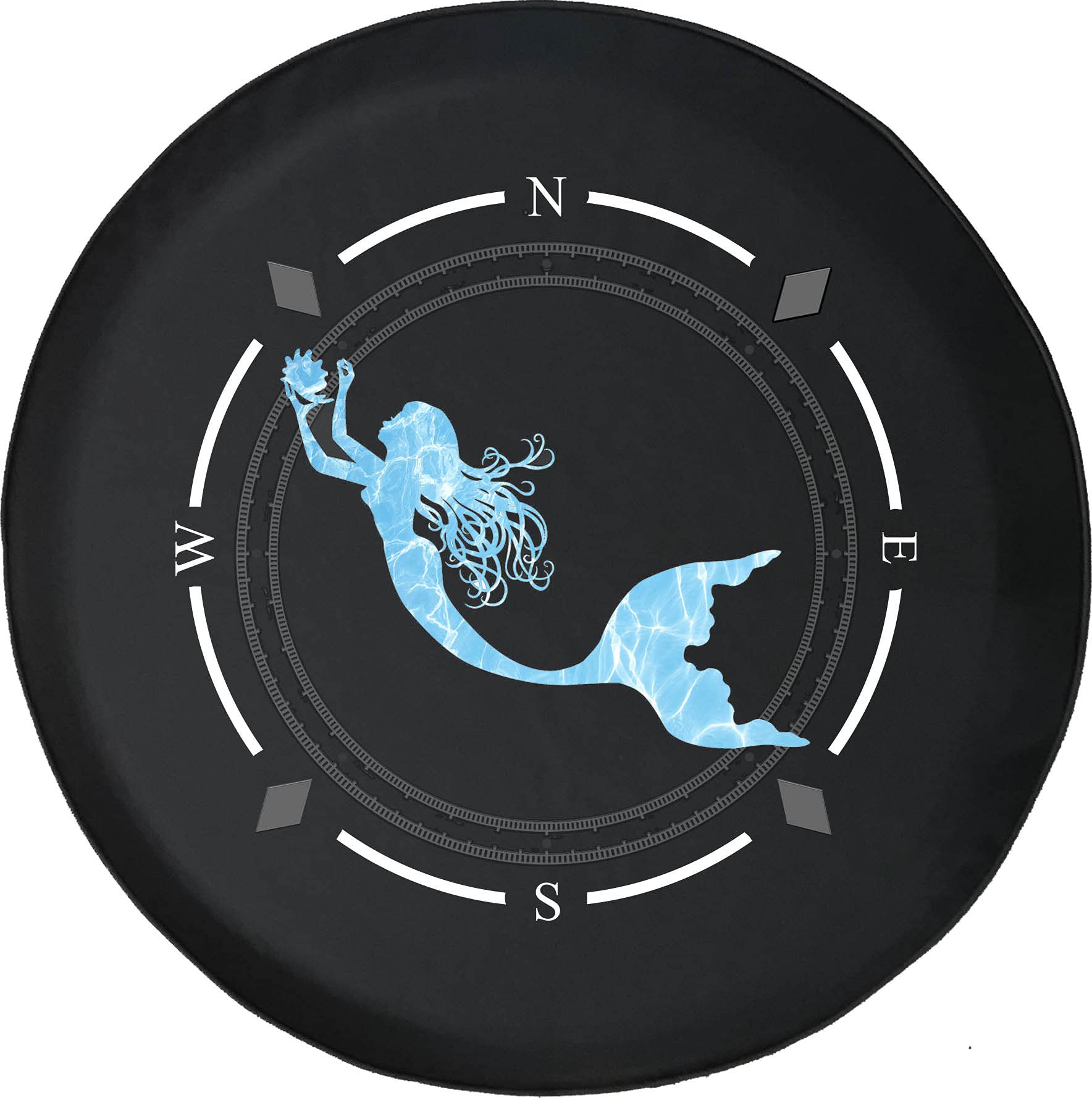 Premium American Unlimited Spare Tire Cover with Compass & Mermaid Ocean Design - Universal Fit for SUVs, Trailers, RVs & Most Vehicles - Waterproof & UV-Resistant for Outdoor Adventures, Road Trips & Camping