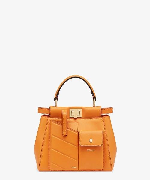 Fendi Peekaboo Iconic Mini Handbag in Orange Leather - Luxury Crossbody Bag for Women, Perfect for Parties, Dates & Everyday Use