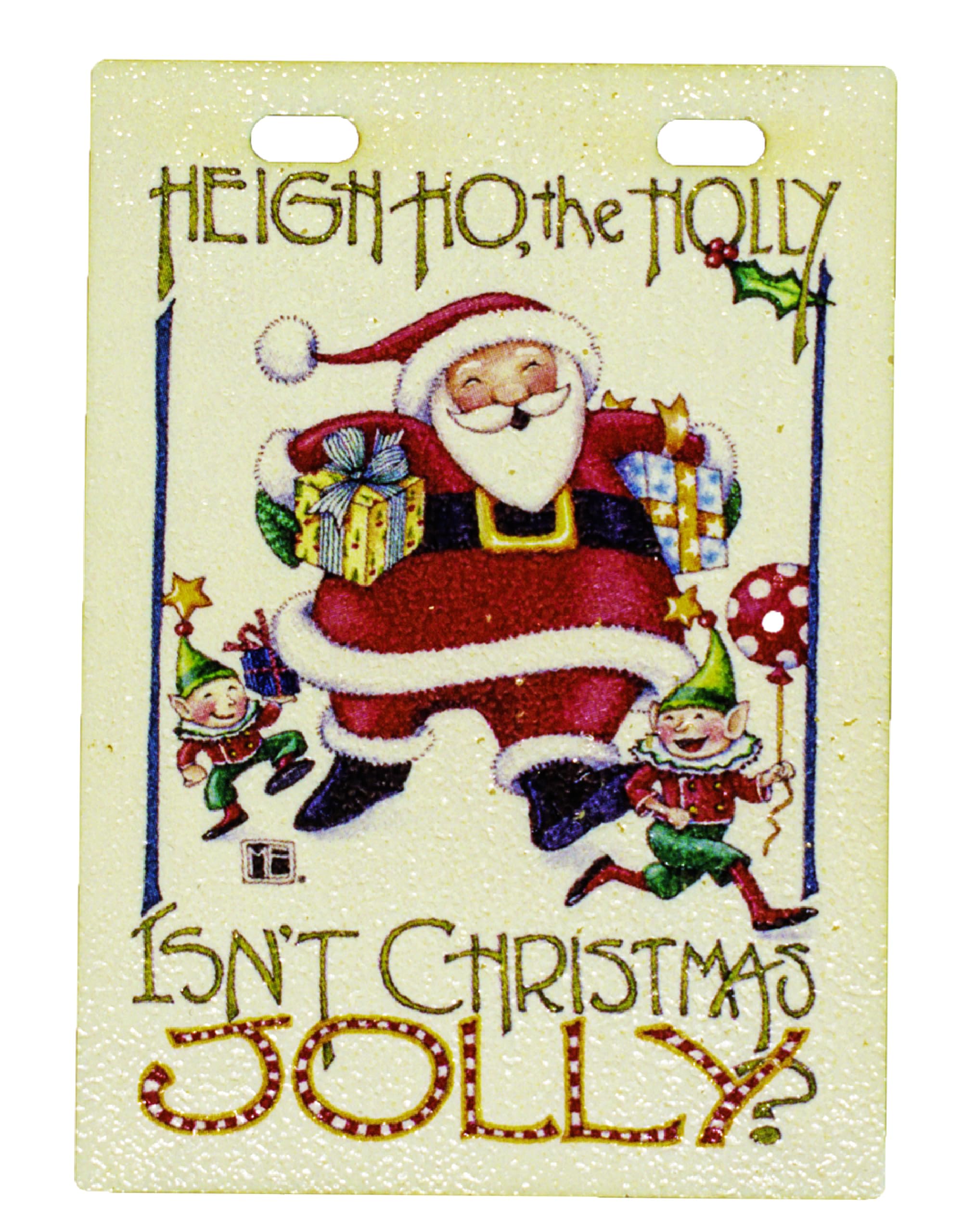Arcane Vault's Mary Engelbreit 'Isn't Christmas Jolly' Wooden Holiday Ornament - Handcrafted Christmas Tree Decor, Festive Home Decoration, Rustic Wood Decor for Xmas - Perfect for Christmas Trees, Mantels & Holiday Gift Giving