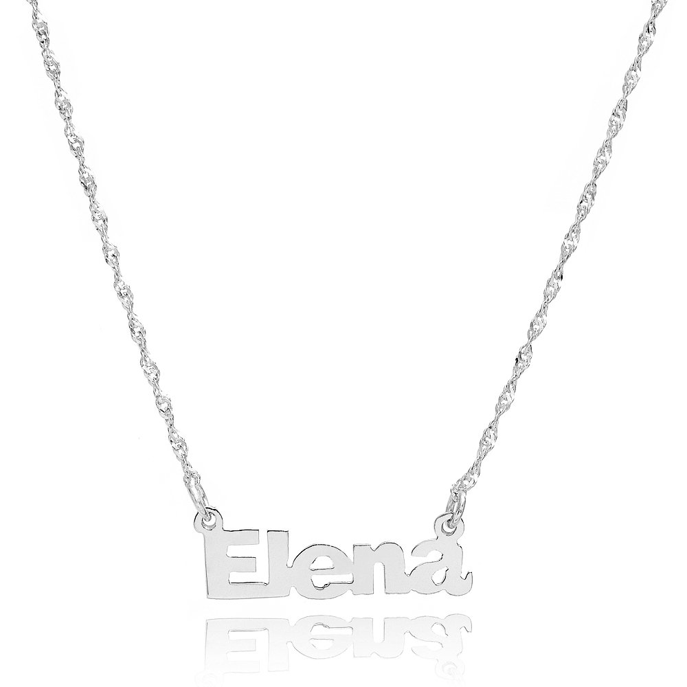 10k White Gold Personalized Name Necklace - Custom Engraved with Any Name - Perfect Gift for Women, Mom, Wife, Daughter - Birthday, Anniversary, Valentine's Day Jewelry