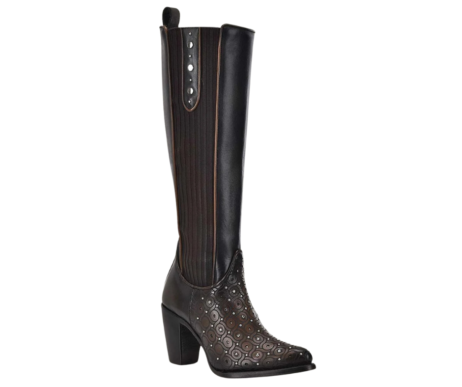 Women's Cuadra CU759 LD Maple Cowboy Boots with Zipper, Studs & Laser Round Toe - Western Fashion for Country Rides & Night Out