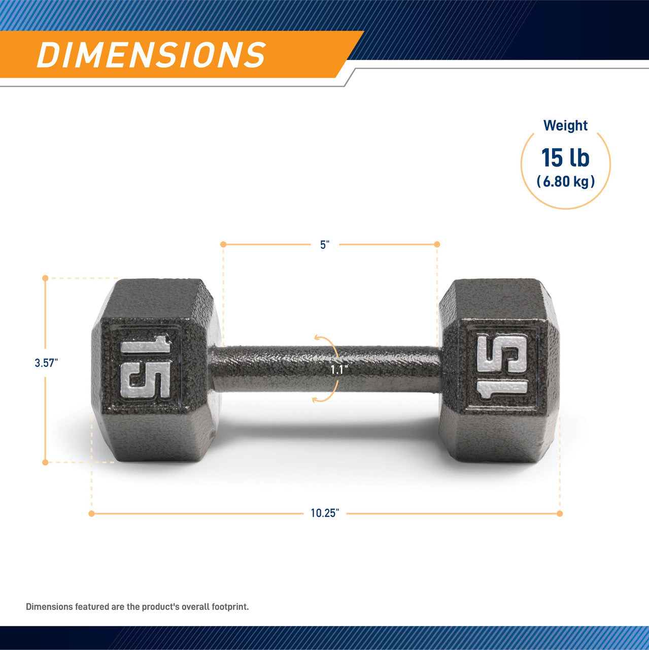 Marcy 15lb Hex Dumbbell Set - Premium Cast Iron Weight for Home Gym & Strength Training - Perfect for Workouts, CrossFit, and Fitness Enthusiasts