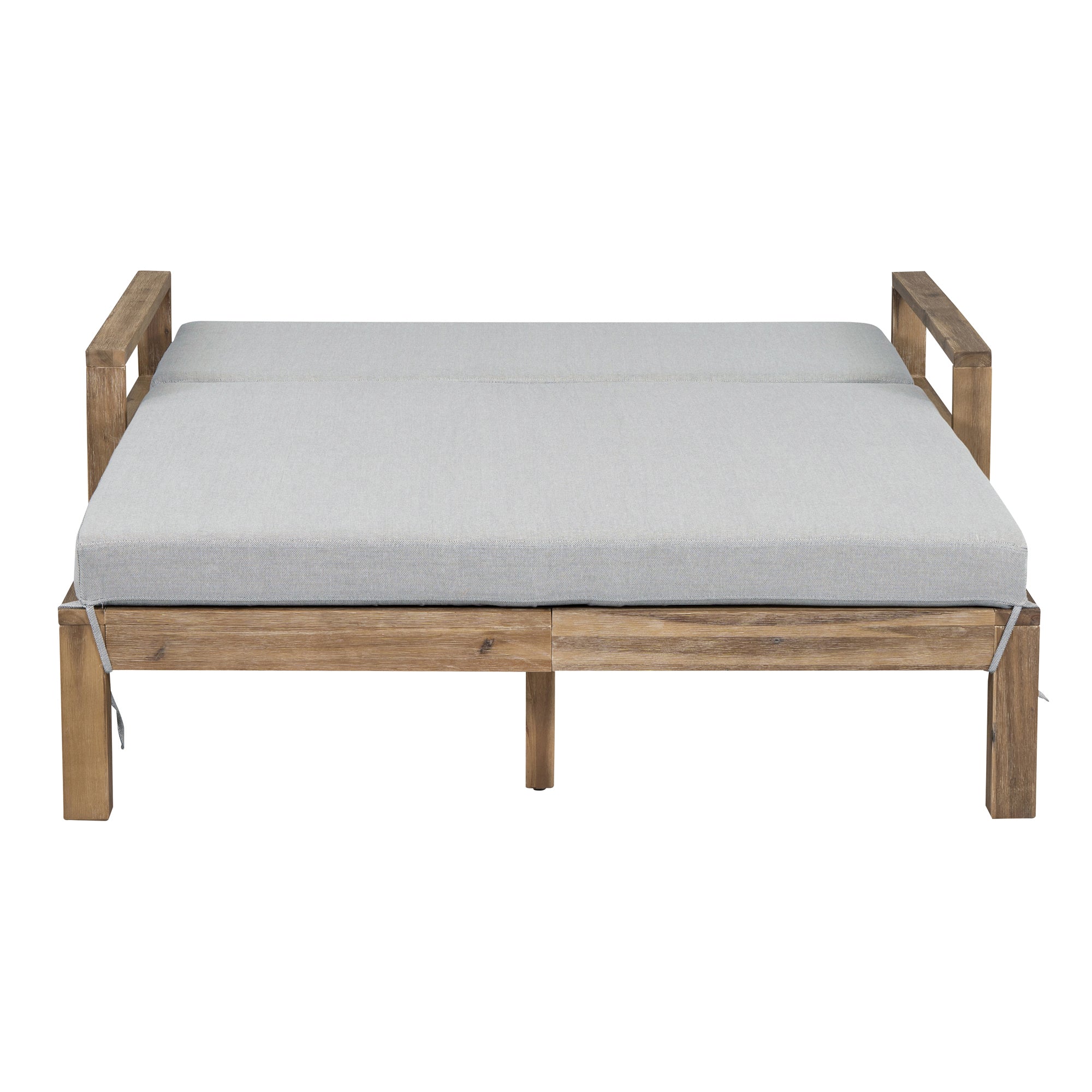 Farmhouse Style Wooden Outdoor Sunbed - 2 Person Daybed for Poolside, Garden & Backyard - Weather-Resistant Grey Wood Lounge Chair - Perfect for Relaxing, Sunbathing & Outdoor Lounging