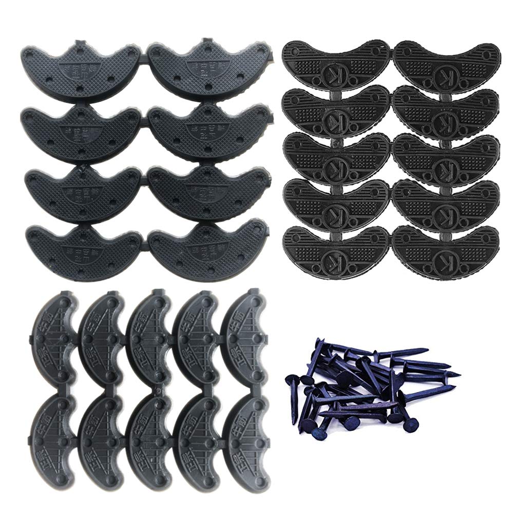 14 Pairs Rubber Heel Plates with Nails - Shoe Heel Repair Pads for Men & Women (Small, Medium, Large, Black) - Prevent Slippery & Extend Shoe Life for Work, Walking & Dress Shoes