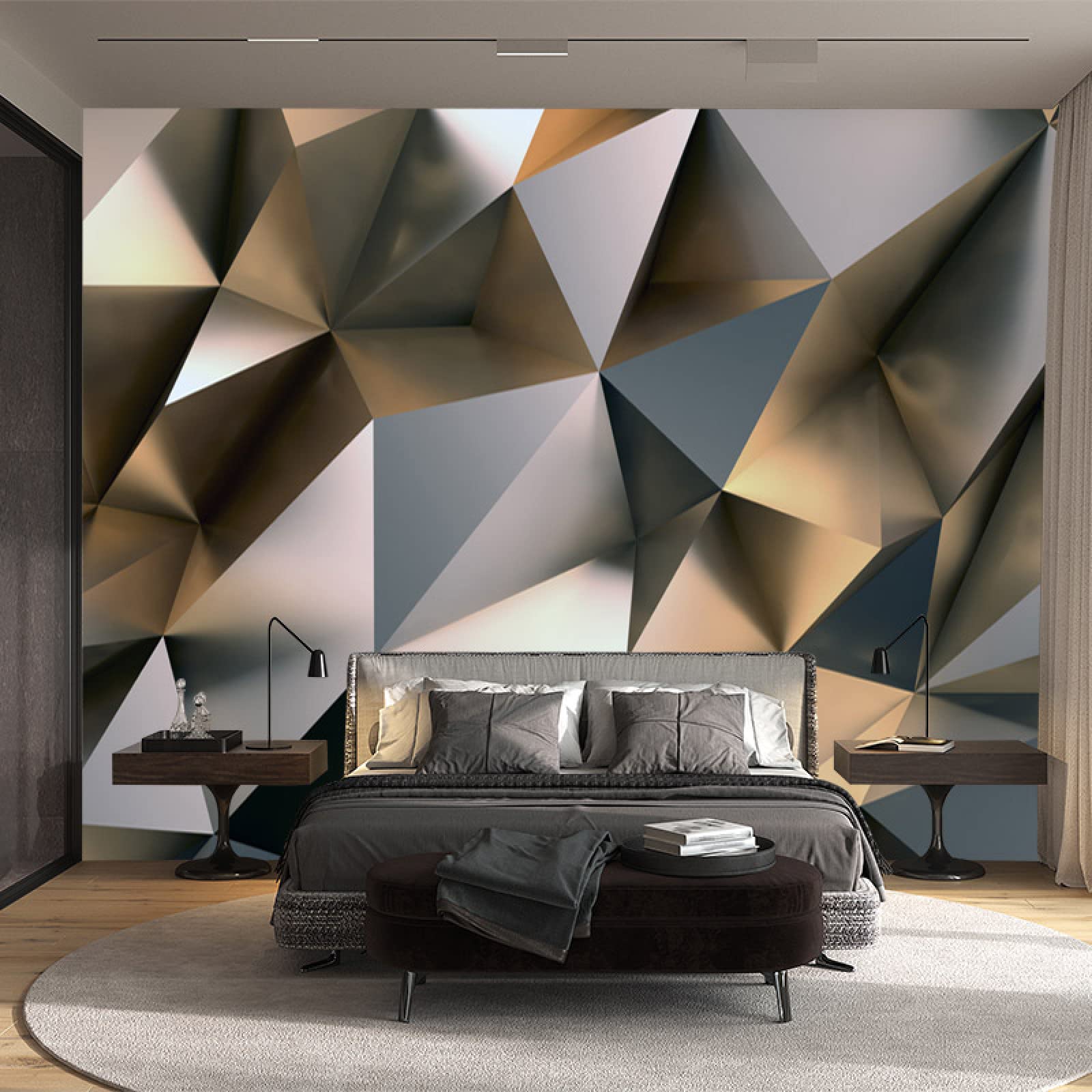 3D Geometric Triangle Rhombus Wall Mural - Abstract Psychedelic Space Wallpaper for Teen Bedroom, Living Room & TV Wall Decor (59