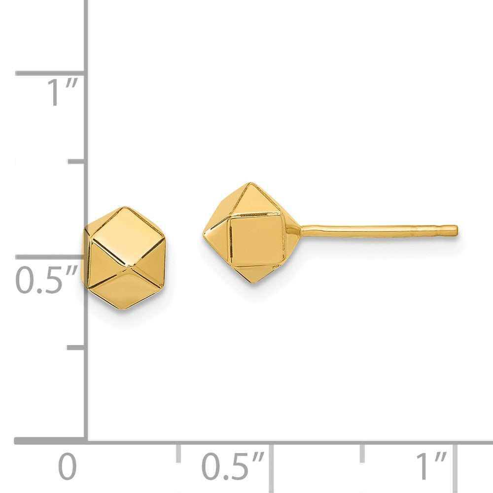 14K Gold Geometric Ball Post Earrings for Women - LE2621 | Polished Stud Earrings for Everyday Wear, Office & Special Occasions