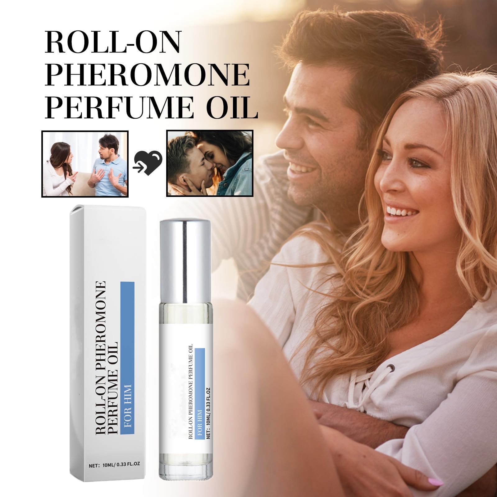 Men's Rose Perfume Oil - Long Lasting Cologne for Valentine's Day | Romantic Roll-On Fragrance Gift for Him | Perfect for Date Nights & Special Occasions