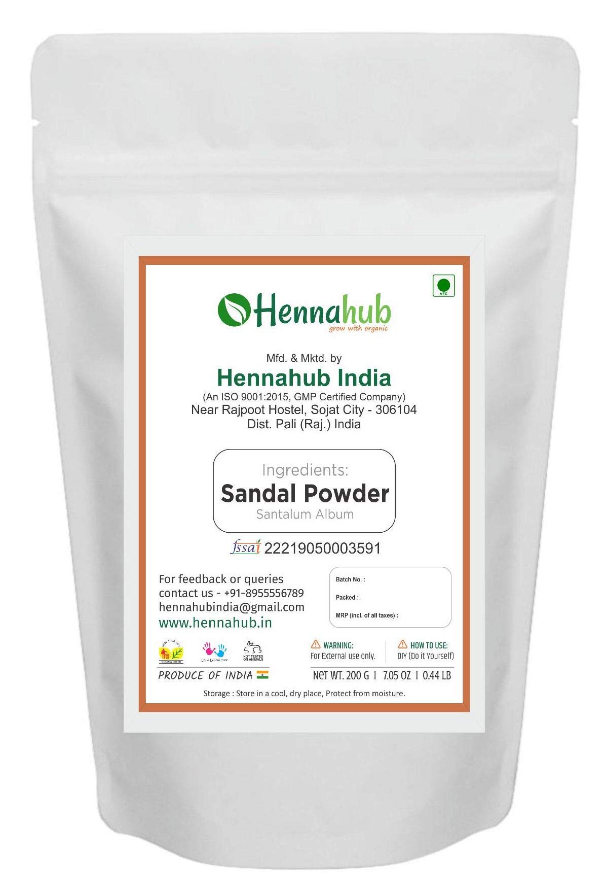 Pure Natural Sandalwood Powder 200g - Organic Face & Skin Care Treatment for Acne, Brightening & Anti-Aging | DIY Face Masks, Aromatherapy & Ayurvedic Remedies