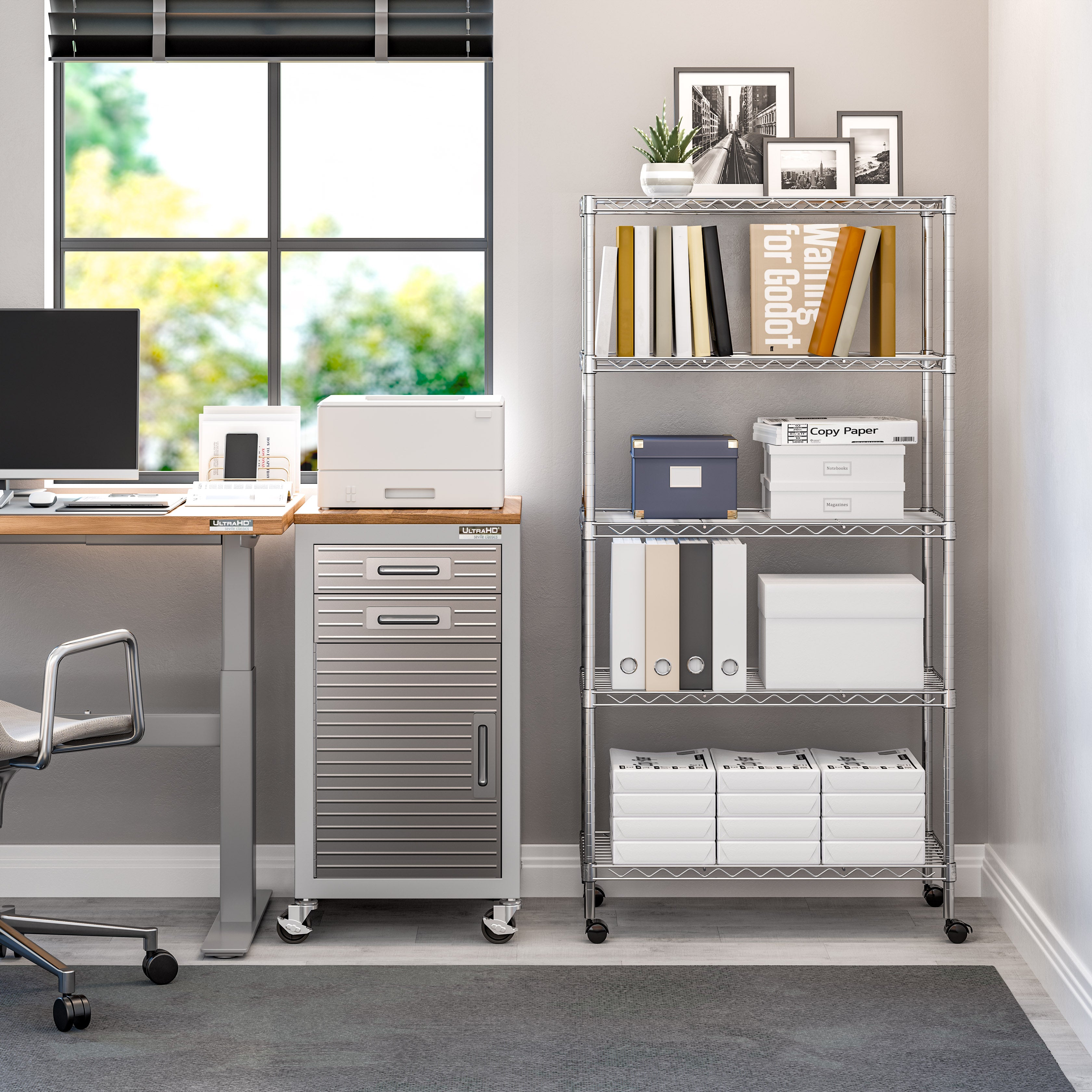 5 Tier Steel Shelving Unit - Heavy Duty Metal Storage Rack for Garage, Warehouse & Home Organization - Perfect for Storing Tools, Books & Supplies