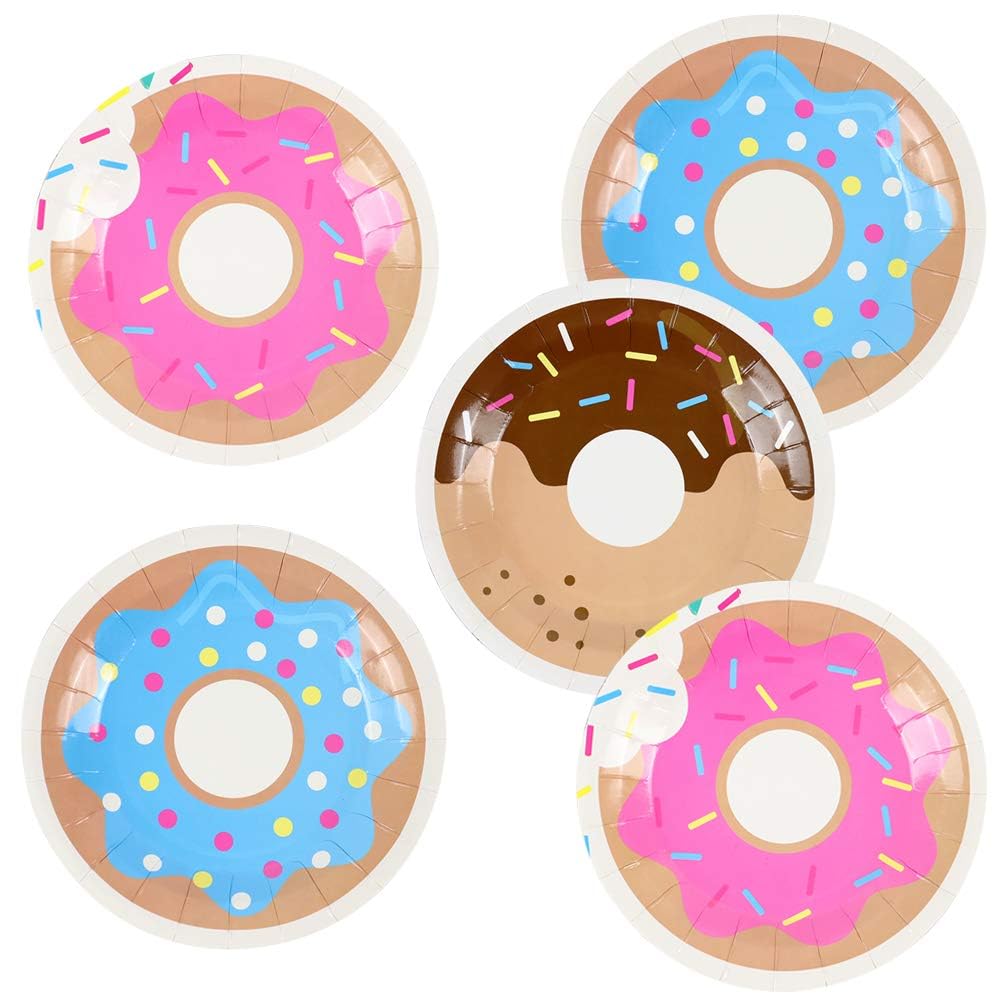 Pandecor 50-Pack 7 Inch Disposable Donut Paper Plates - Perfect for Birthday Parties, Baby Showers & Dessert Tables - Eco-Friendly Party Decorations