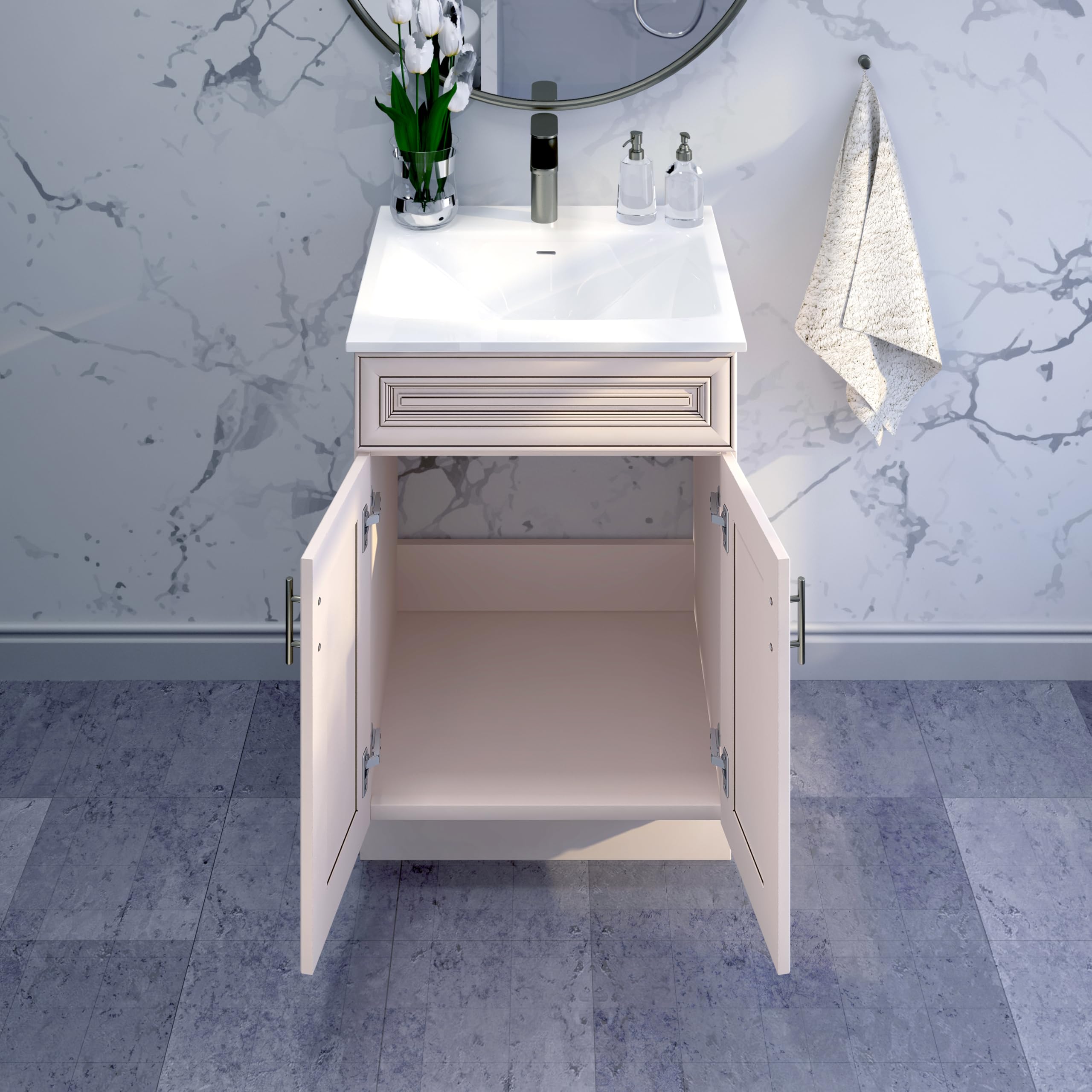 Antique White Bathroom Vanity Sink Base Cabinet - 24