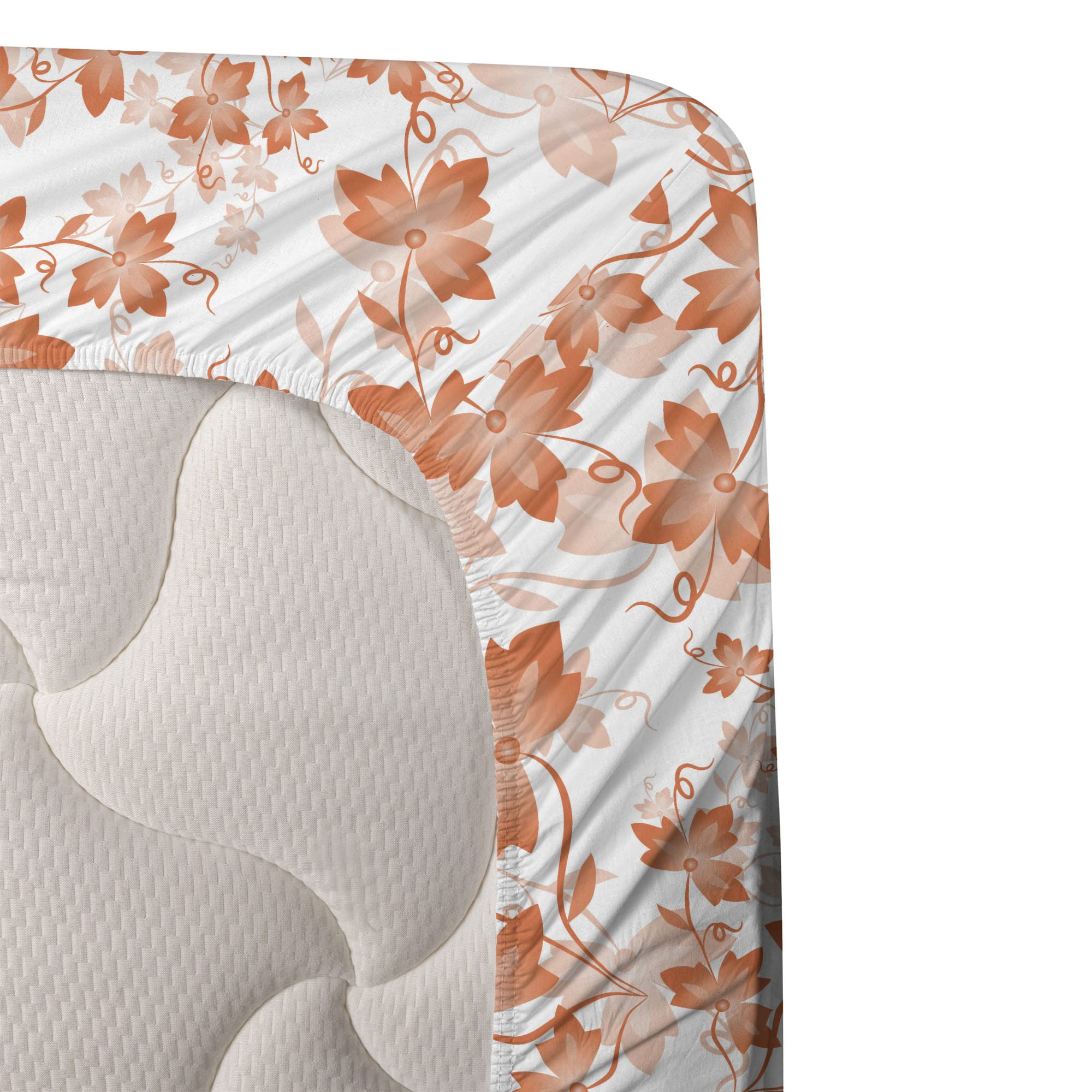 Ambesonne Autumn Sheet Set - Fall Foliage Gradient Art Design, 4-Piece King Size Bedding with Fitted Sheet, Flat Sheet & Pillowcases in White Peach | Cozy Seasonal Home Decor for Fall & Thanksgiving