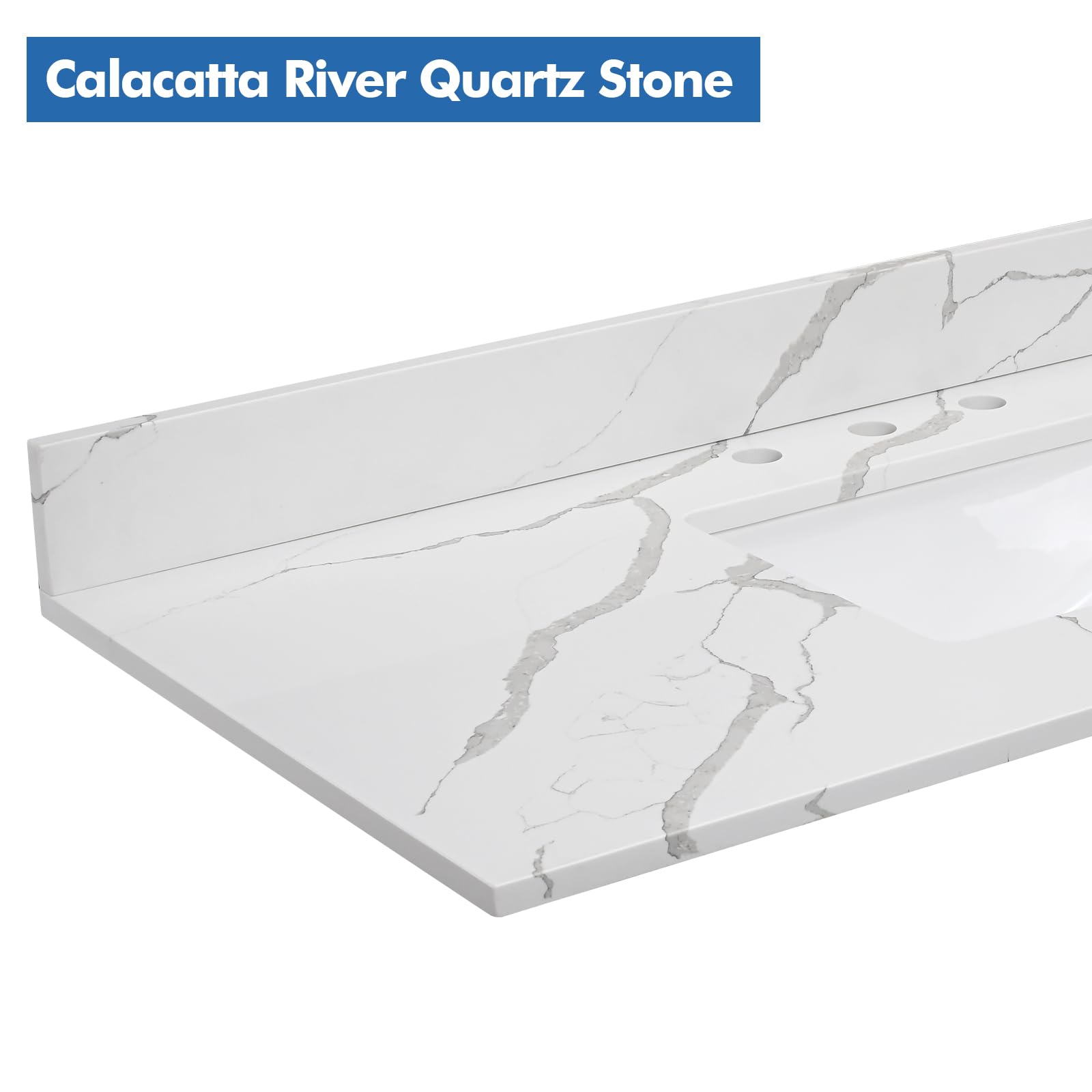 Calacatta Quartz Vanity Top with Sink - 60x22 Inch for Bathroom