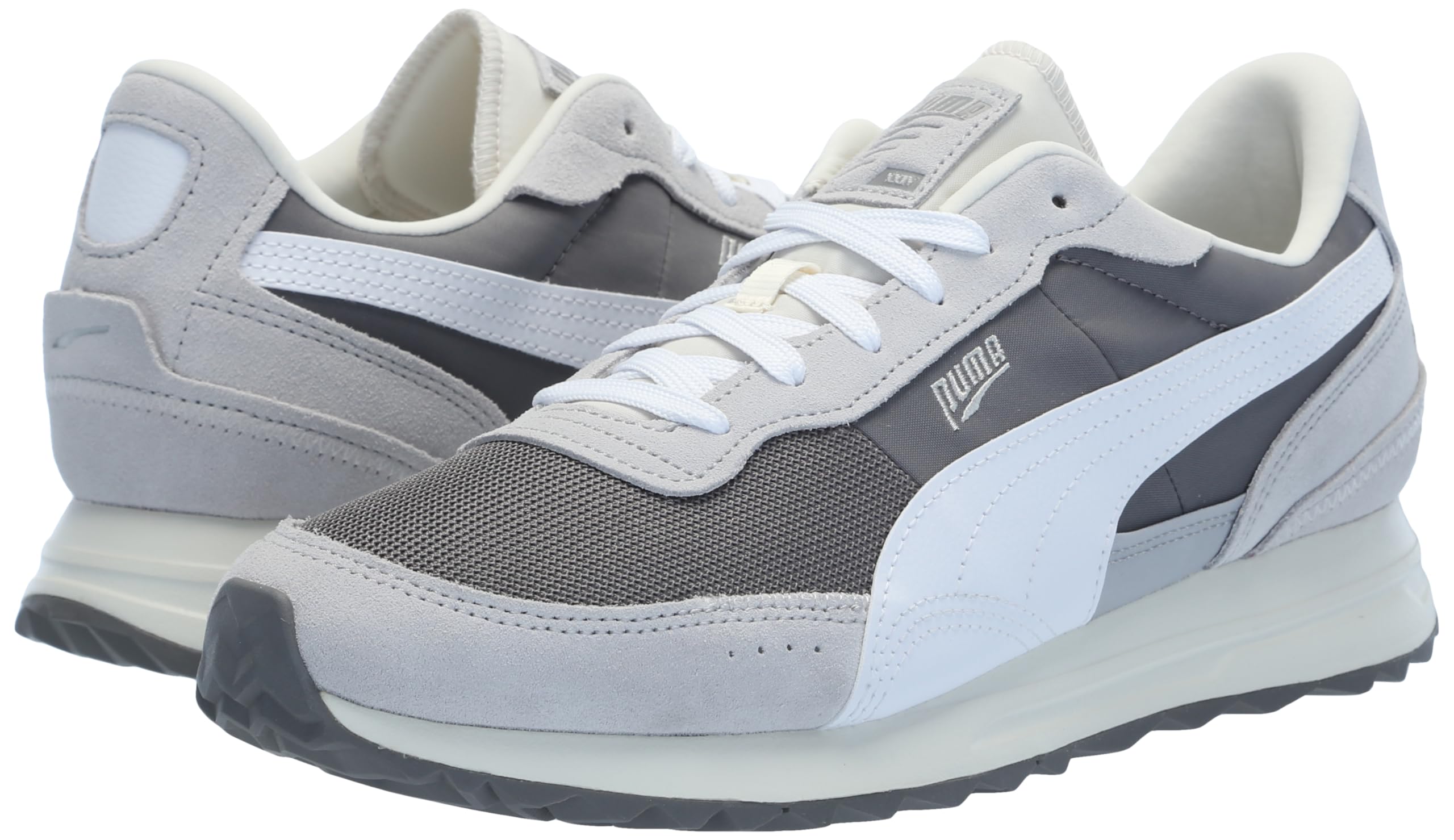 PUMA Men's Road Rider Sneaker - Lightweight Running Shoes for Men, White/Cast Iron, Size 8 | Comfortable Athletic Shoes for Jogging, Gym Workouts & Casual Wear