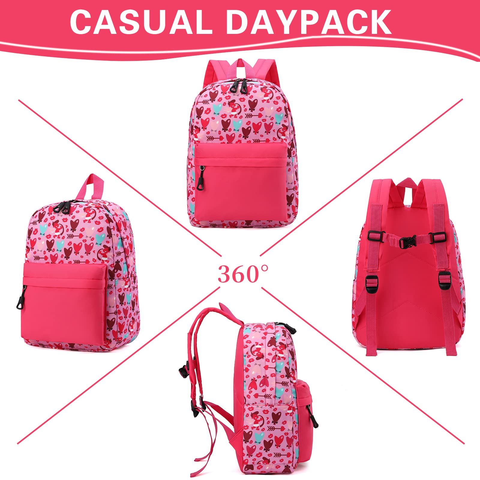 Toddler Backpack for Boys & Girls - Cute Preschool Backpack with Adjustable Chest Strap (Heart Arrow Design) - Perfect for Daycare, Travel & Kindergarten Essentials
