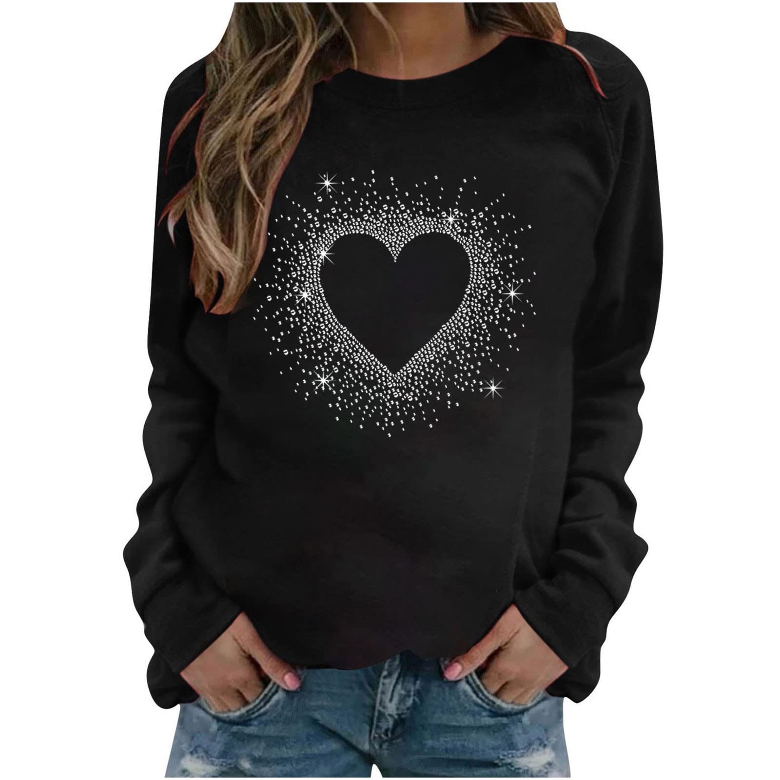 Women's Casual Long Sleeve Pullover Blouse - Loose Fit Crewneck Tunic Tee with Funny Letter Print | Comfortable Everyday Wear for Work, Lounge & Outings